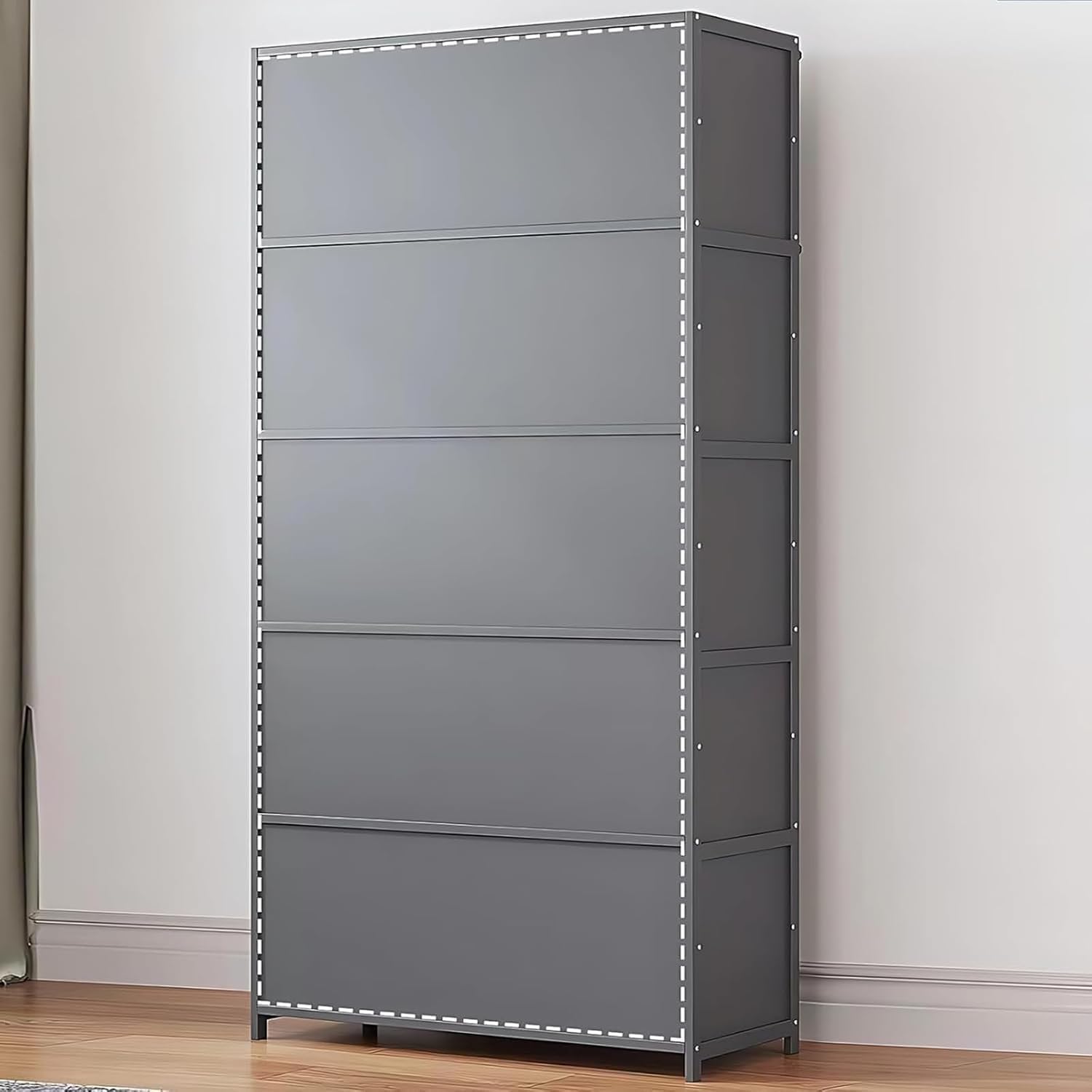10 Tiers Tall Shoe Storage Cabinet for Entryway, Tall Shoe Cabinet, 40-45 Pairs Large Capacity Shoe Storage Cabinet Organizer, Narrow Shoe Shelf for Entryway, Hallway, Living Room (Grey)