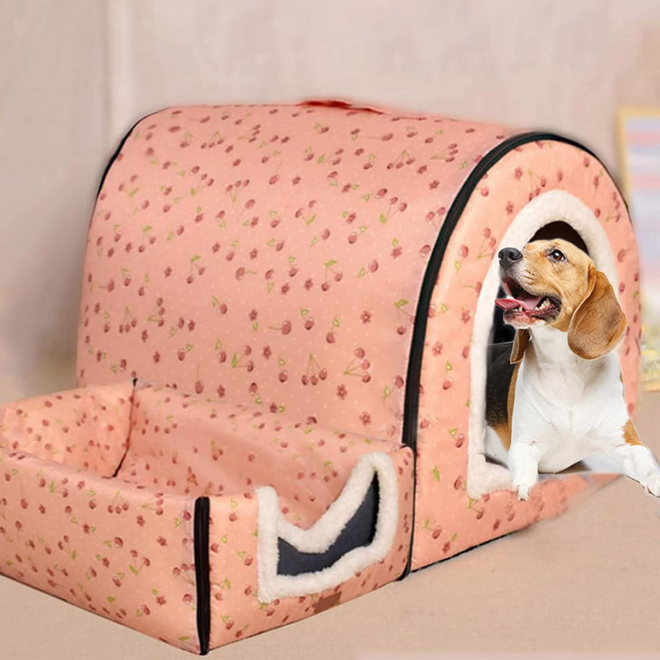 Rr tianshi Extra Large 2 In 1 Jumbo Dog House Bed,XL Dog Bed Tent Anxiety Relief Calming XXL Dog Kennel Cat Cave Igloo Winter Warm Pet Nest (XXL-92 * 68 * 72cm,G)
