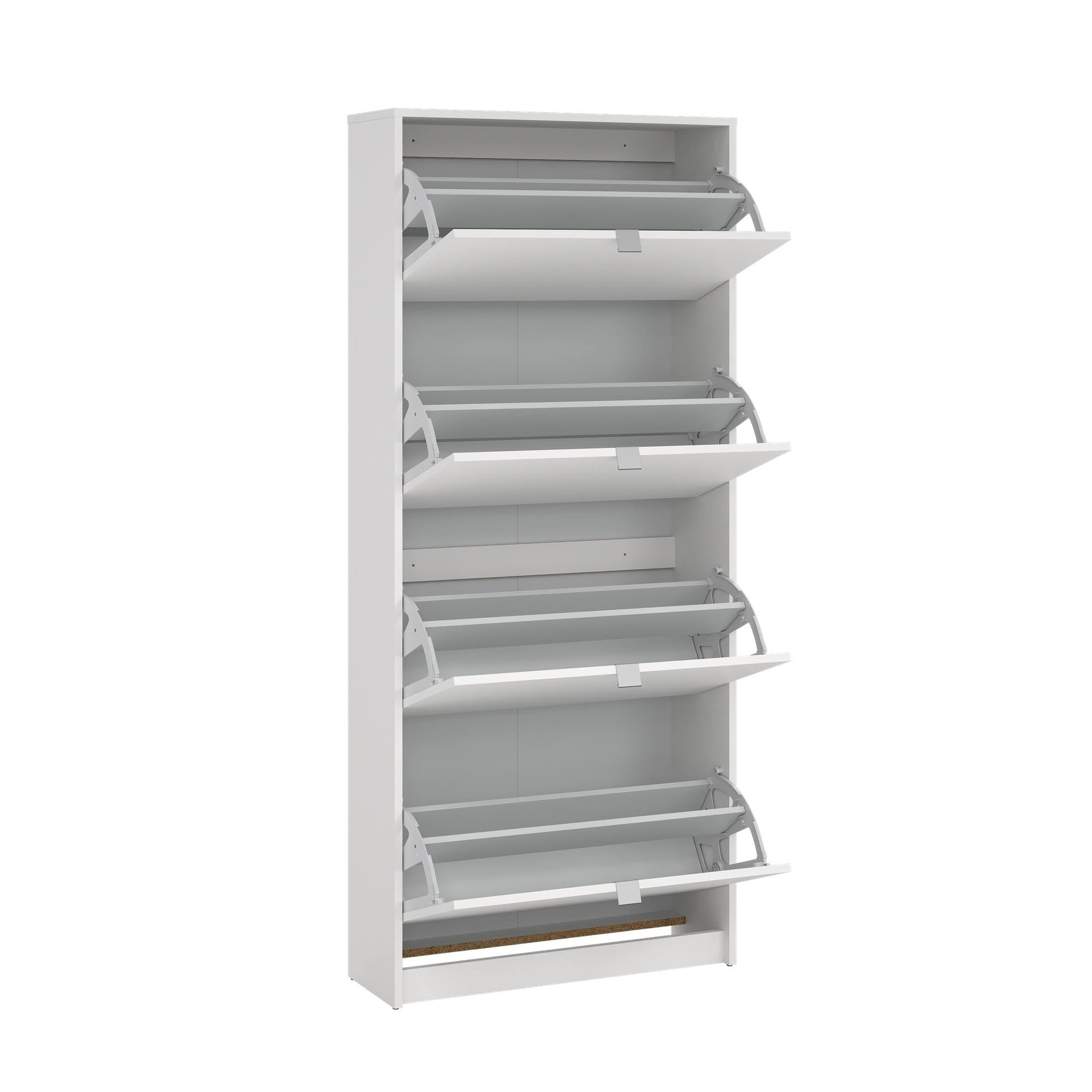 WELL HOME MOBILIARIO & DECORACIÓN Zapatero Abatible Adaja, Mueble Zapatero de 4 Puertas inclinables Color Blanco 71 x 25 x 162 cm