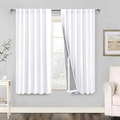 Miniatura 1 de Cortinas 100% opacas con alzapaños, 2 capas gruesas completamente sombreadas, tratamiento de ventana con aislamiento térmico, bolsillo para barra y