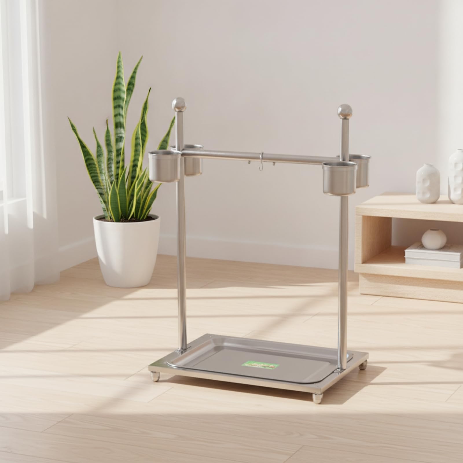 Percha Acero Inoxidable Estable para Loros, Pequeño 36 25 40