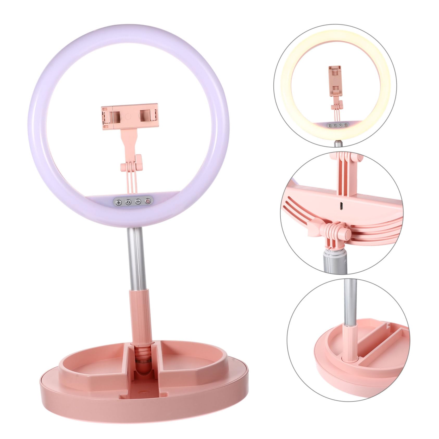 Luz de Soporte para Teléfono Móvil Anillo de Luz LED Plegable