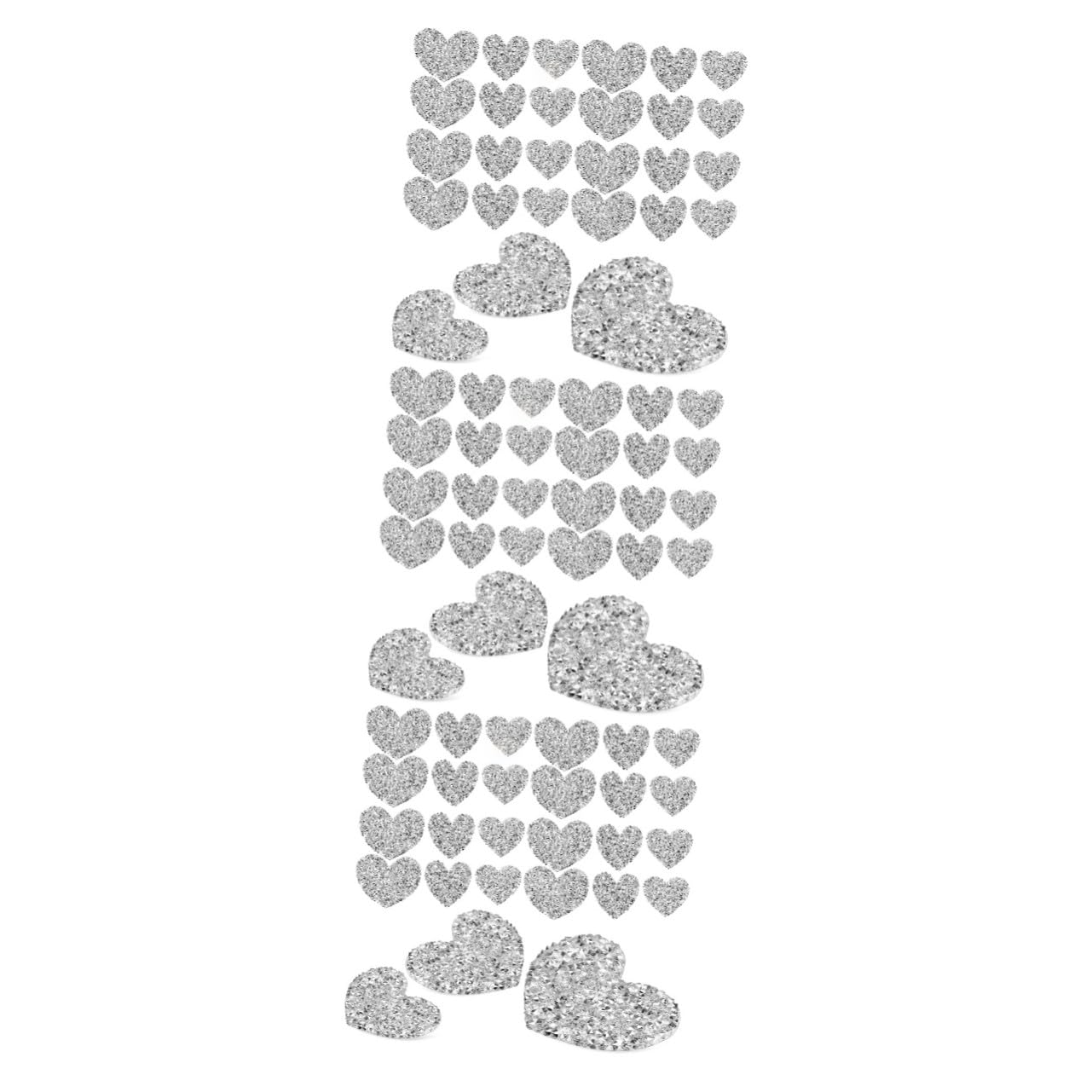 DIYEAH 90 Pièces Lot de Écussons Thermocollants Cœurs Strass Argentés Adhésifs Coudre Patches Décoratifs pour Vêtements Chapeaux Sacs Variées