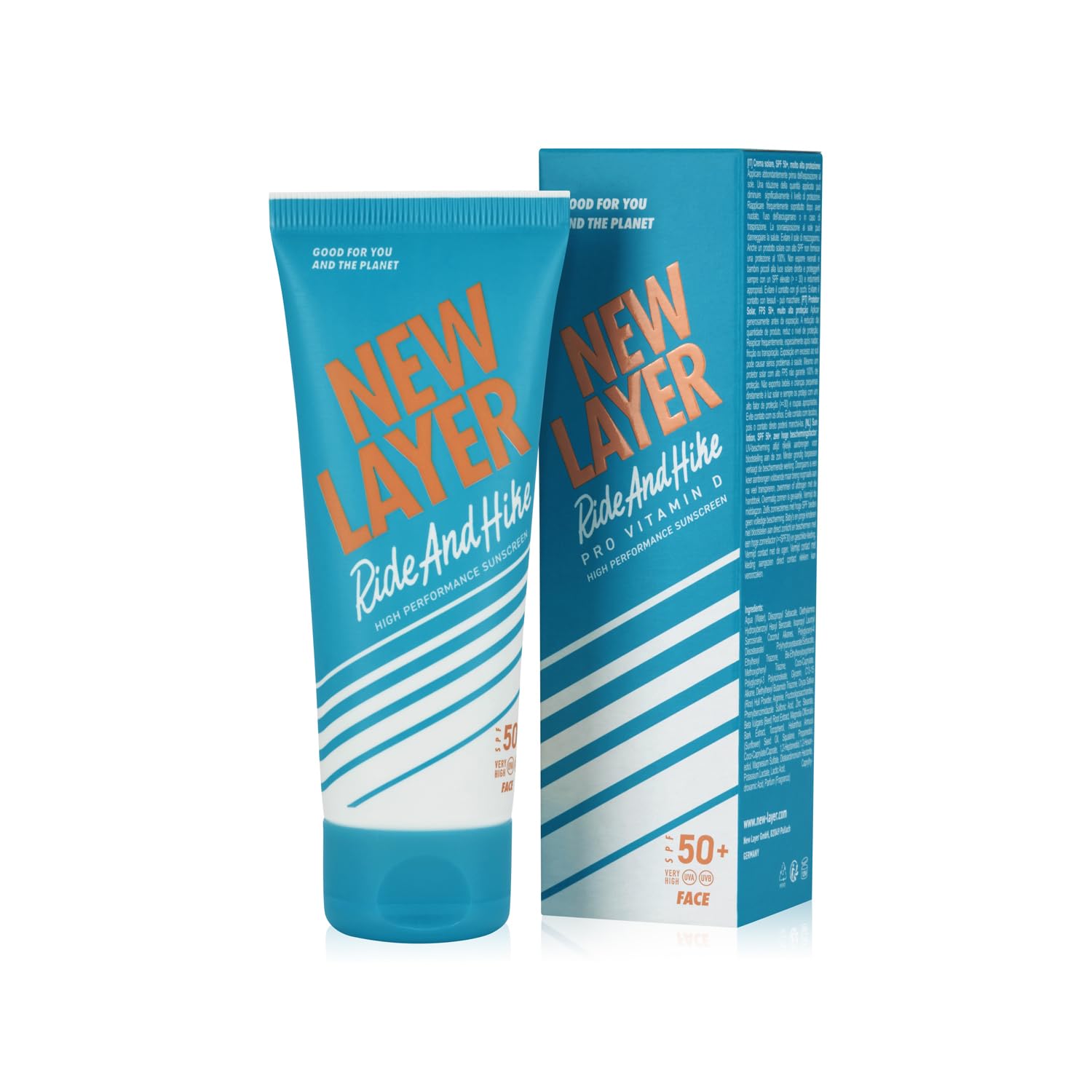 NEW LAYER Protector Solar Cara | SPF 50+ | Pro Vitamina D | Libre de Microplástico | Reef-friendly | Libre de Octocrylene | Resistente al agua (75ml)