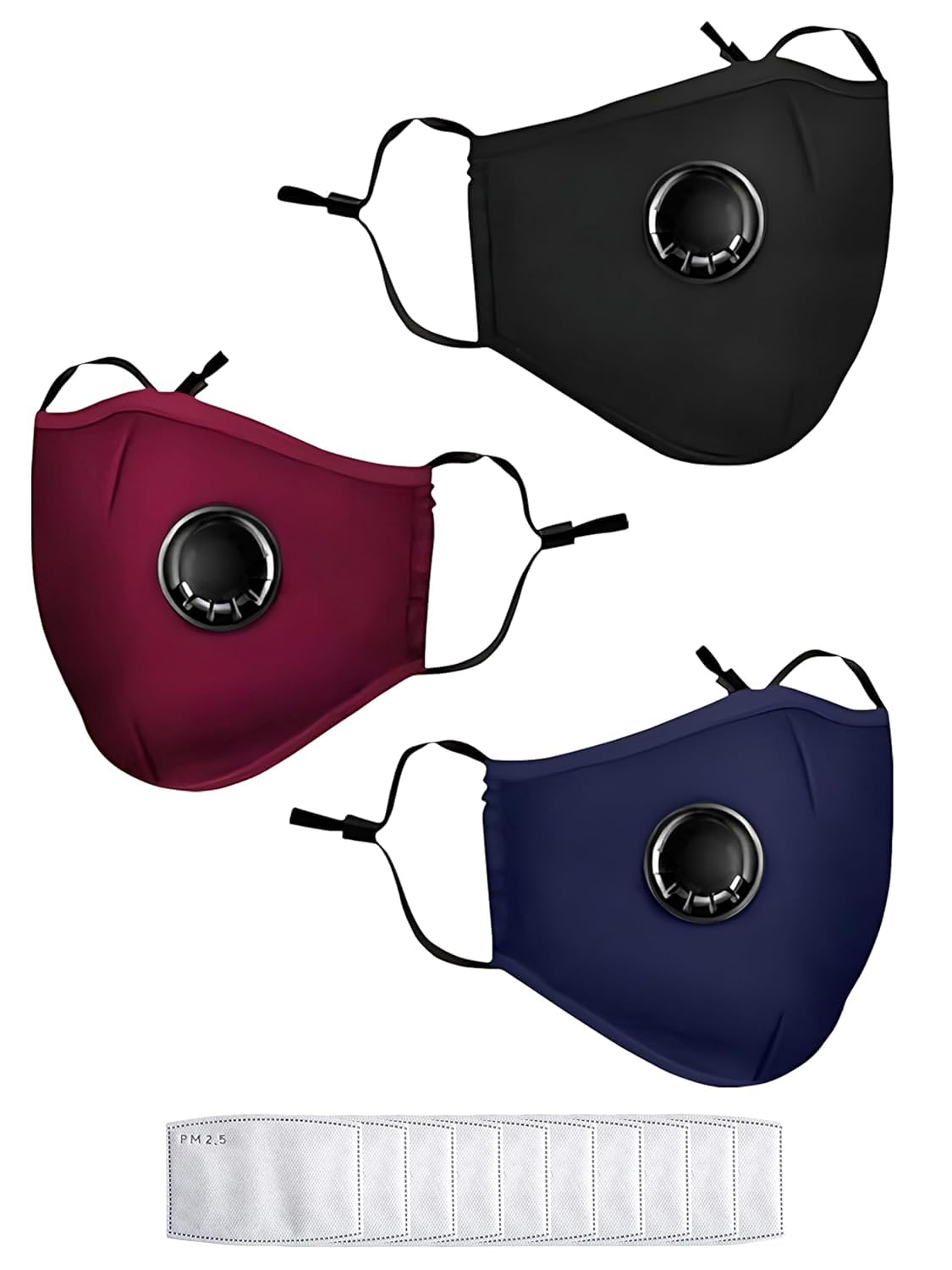Yugan N99 Anti Pollution Reusable and Washable Face Masks with 20 Replaceable Filters, Unisex, With Valve, Pack of 3 Masks with 10 Pcs N99 filters (Blue, Maroon, Black) (B0CQWFBD3J) Amazon Price History, Amazon Price Tracker