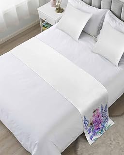 Spring Floral Bee Bed Runner for Twin Size, Farmhouse Hotel Bed Scarf, Farmhouse Flowers Decorative Beds Throws of Foot Bedding Runners & Scarves for Bedroom Wedding Room, 71 x 20 Inch