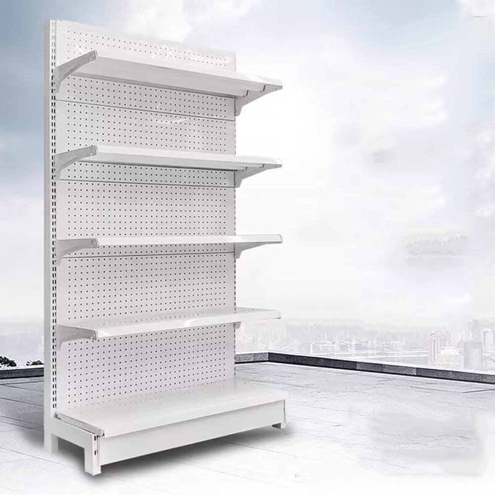 Detaliczna półka gondolowa – 5-półkowy stojak ścienny do supermarketów, sklepów spożywczych, artykułów biurowych, sklepów monopolowych, jednostronny design