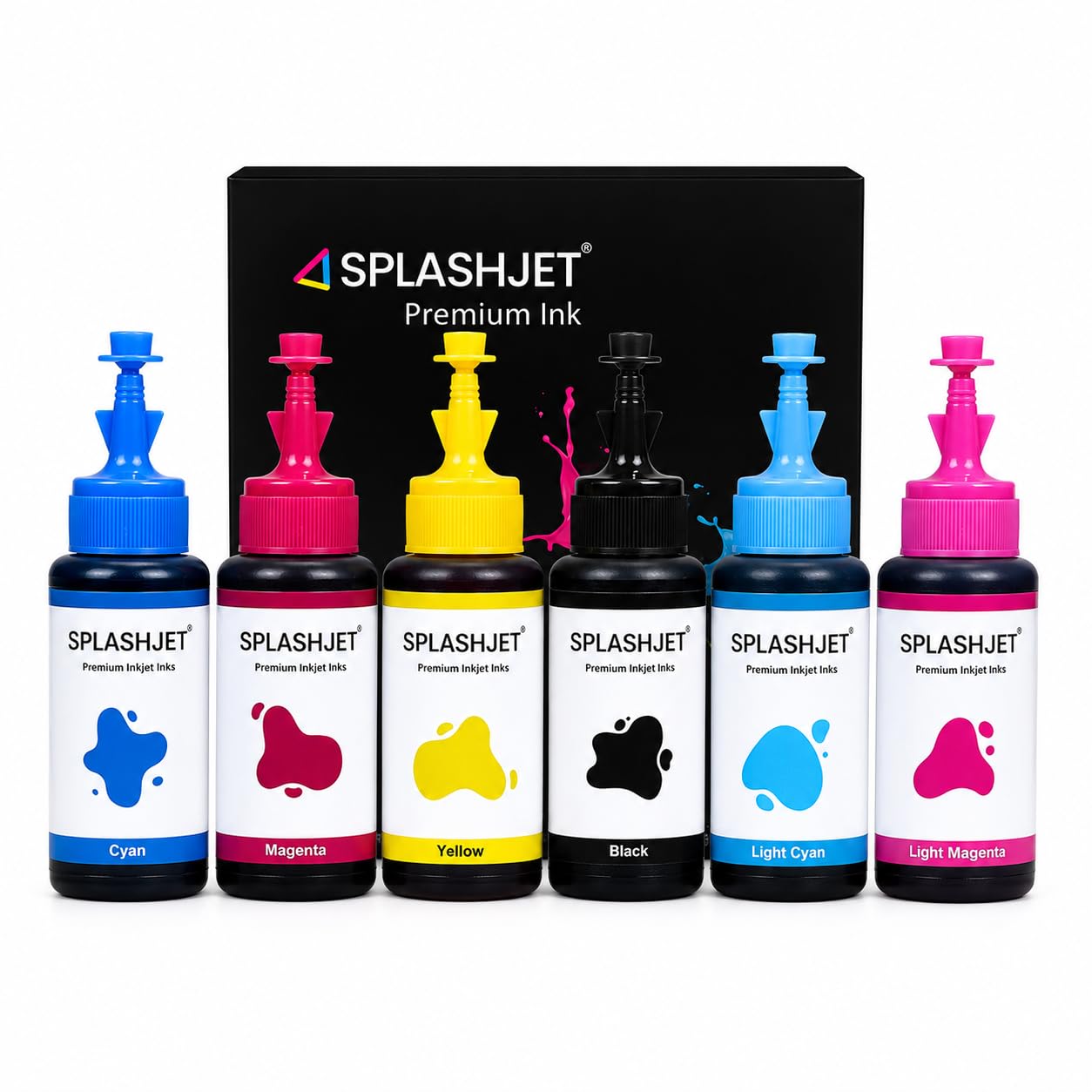 Splashjet T673 Compatible Refill Ink for Epson L805, L800, L1800, L810, L850 Printer - Compatible Ink Bottle for Epson T673 Ink Code (70gm x C/M/Y/Bk/LC/LM) Ink Color (Set) - 501717-image-17