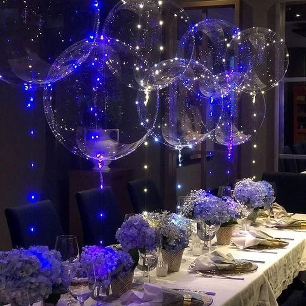 Clear Led Bobo Balloons - 10 Pack LED Light Up Colorful Bobo Balloons, 20 Inches Helium Clear Balloons for Party, Christmas, Wedding, Anniversary, Graduation, Decoration, House Warming, Birthday Party Balloons