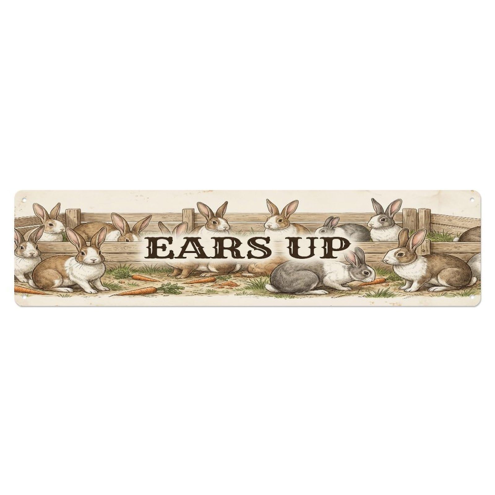 Xanthor Style Metal Tin Sign Vintage Pen Ears Rabbit Farmhouse Funny Rabbit Backyard Farm