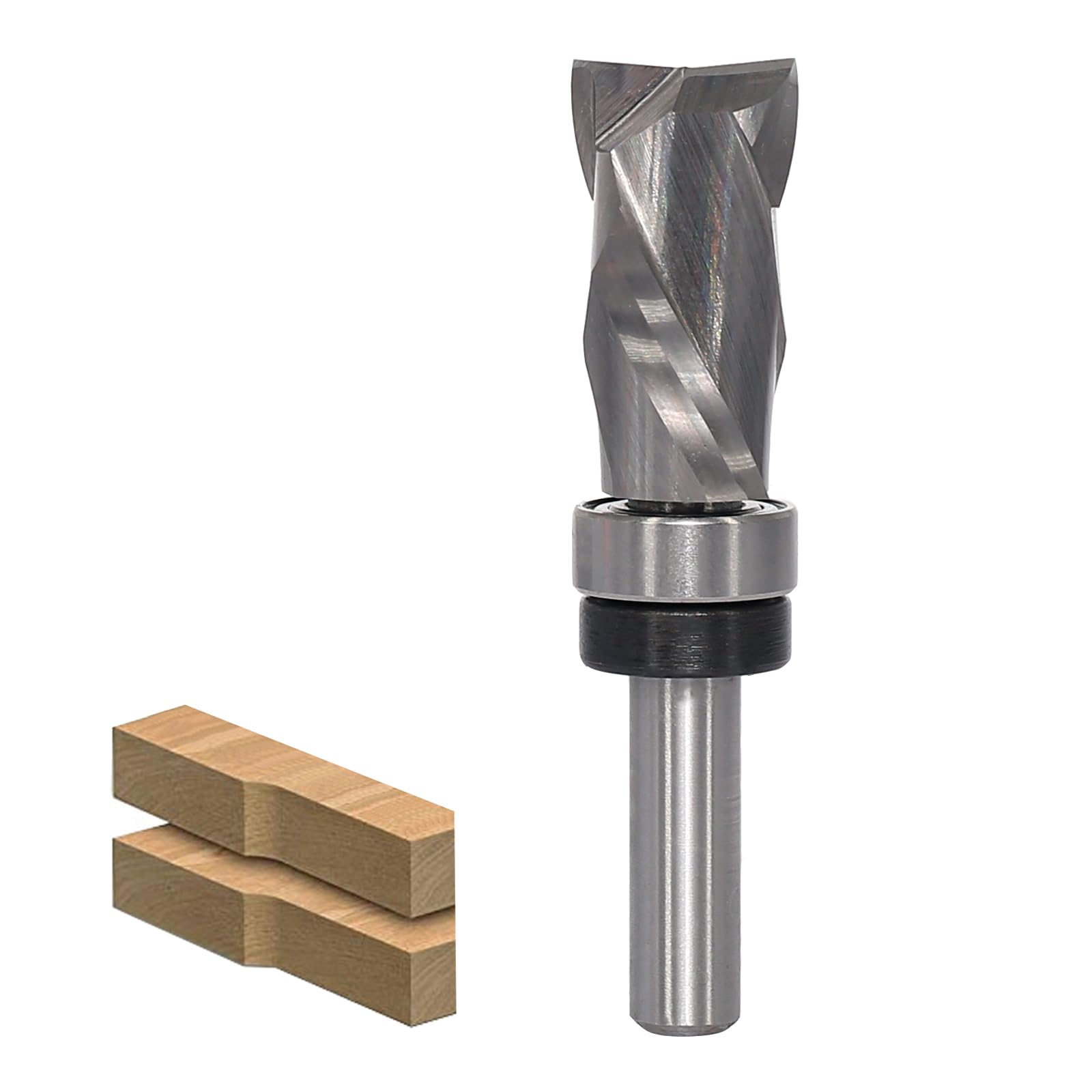 AKYLIN Fraise à Affleurer Spirale 8mm – Fraise Toupie Double Roulement, Tige 8mm Pour Défonceuse Bois