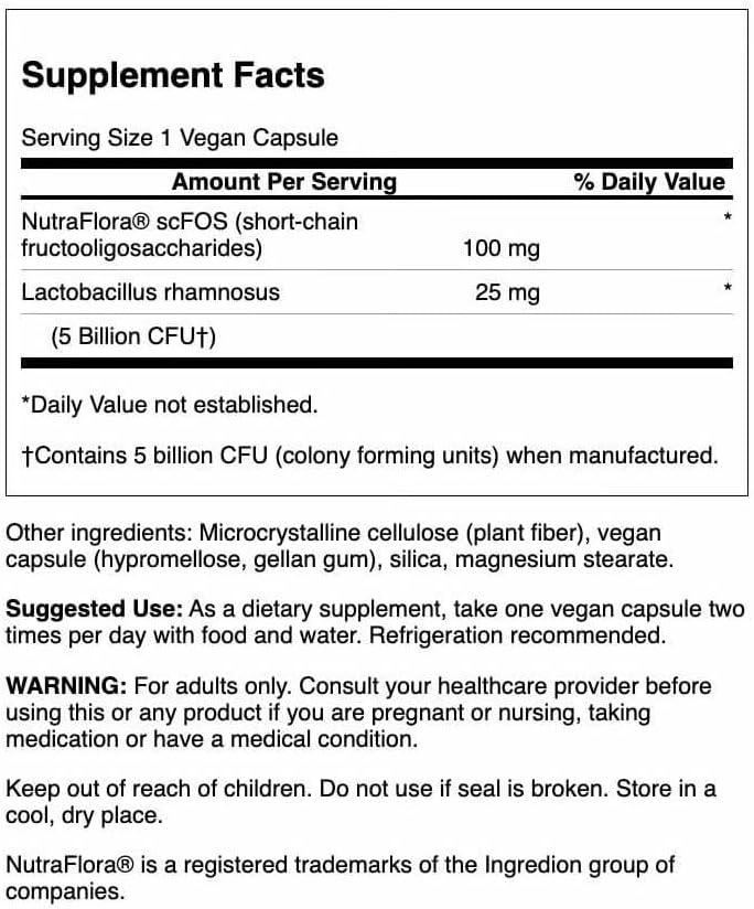 Miniatura 2 de Swanson Lactobacillus Rhamnosus con FOS - Suplemento probiótico apoya la salud digestiva - 5 mil millones de UFC - Promueve la salud del tracto