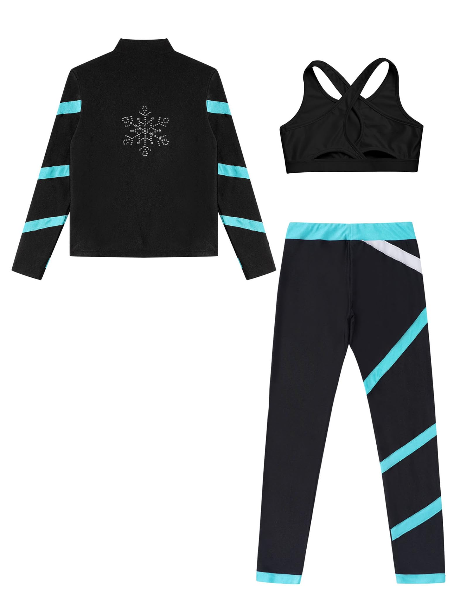 Costume Da Pattinaggio Artistico Per Bambina Completo Giacca Pantaloni E Canotta Set Sportivo Abbigliamento Da Allenamento Felpa Leggings Abbigliamento Danza