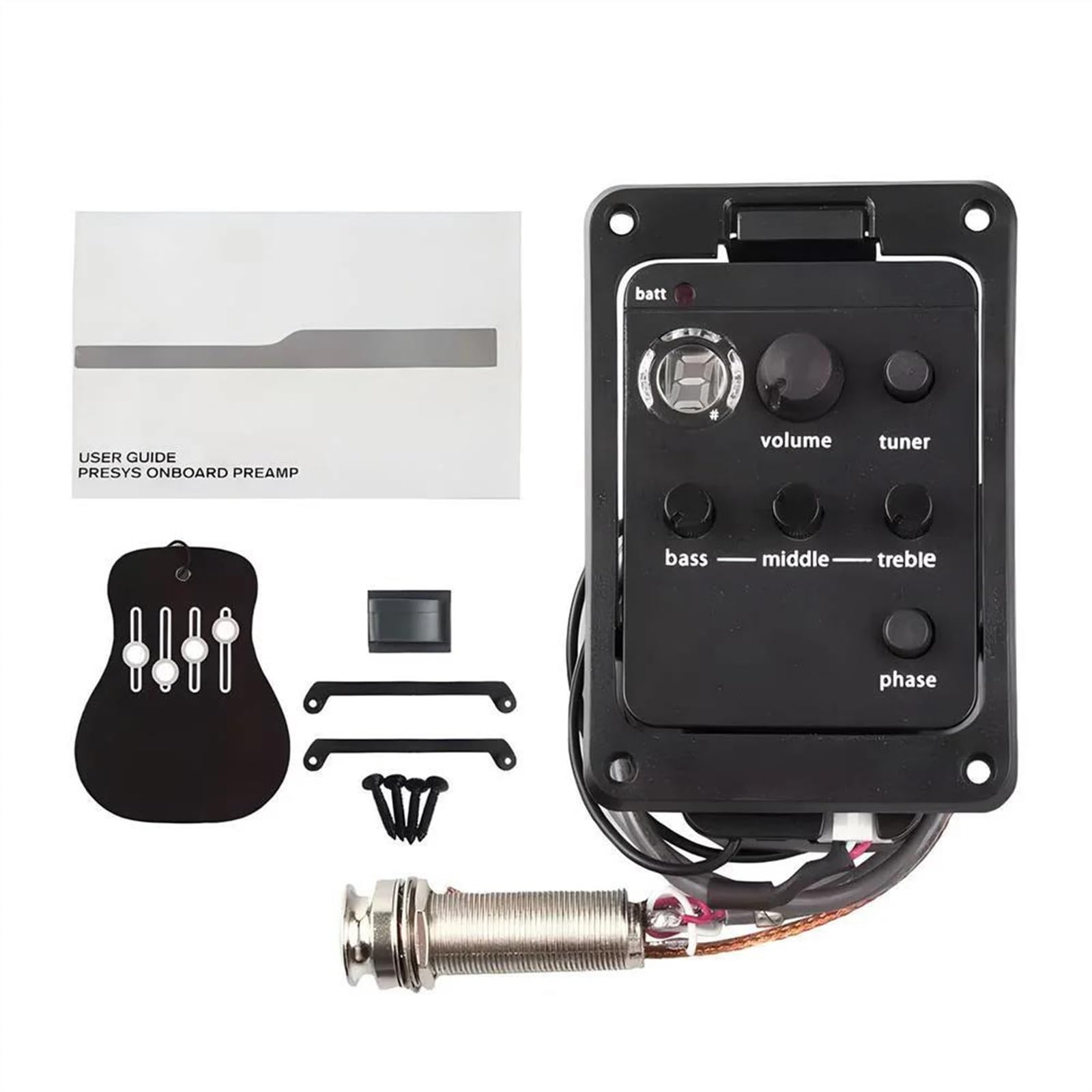 Preamplificatori Per Chitarra Acustica EQ Con Indicatore Luminoso Di Batteria Scarica, Accordatore Piezoelettrico Compatibile Con Chitarra Folk