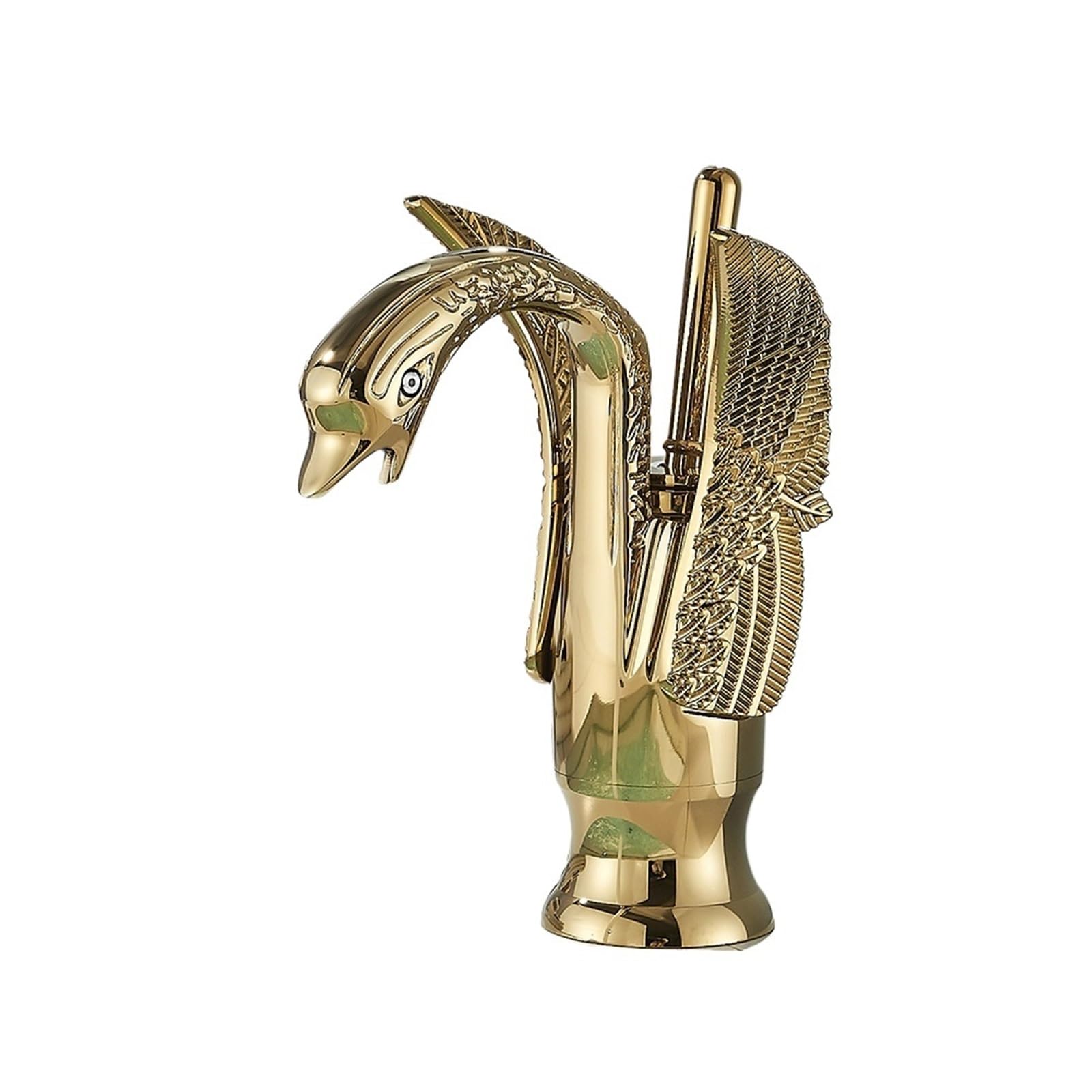 Basin tap Swan Bath Basin Brass Faucet Cold and Hot Water Mixer Taps Black/Gold/Antique Bathroom Washbasin Crane(Golden Short)