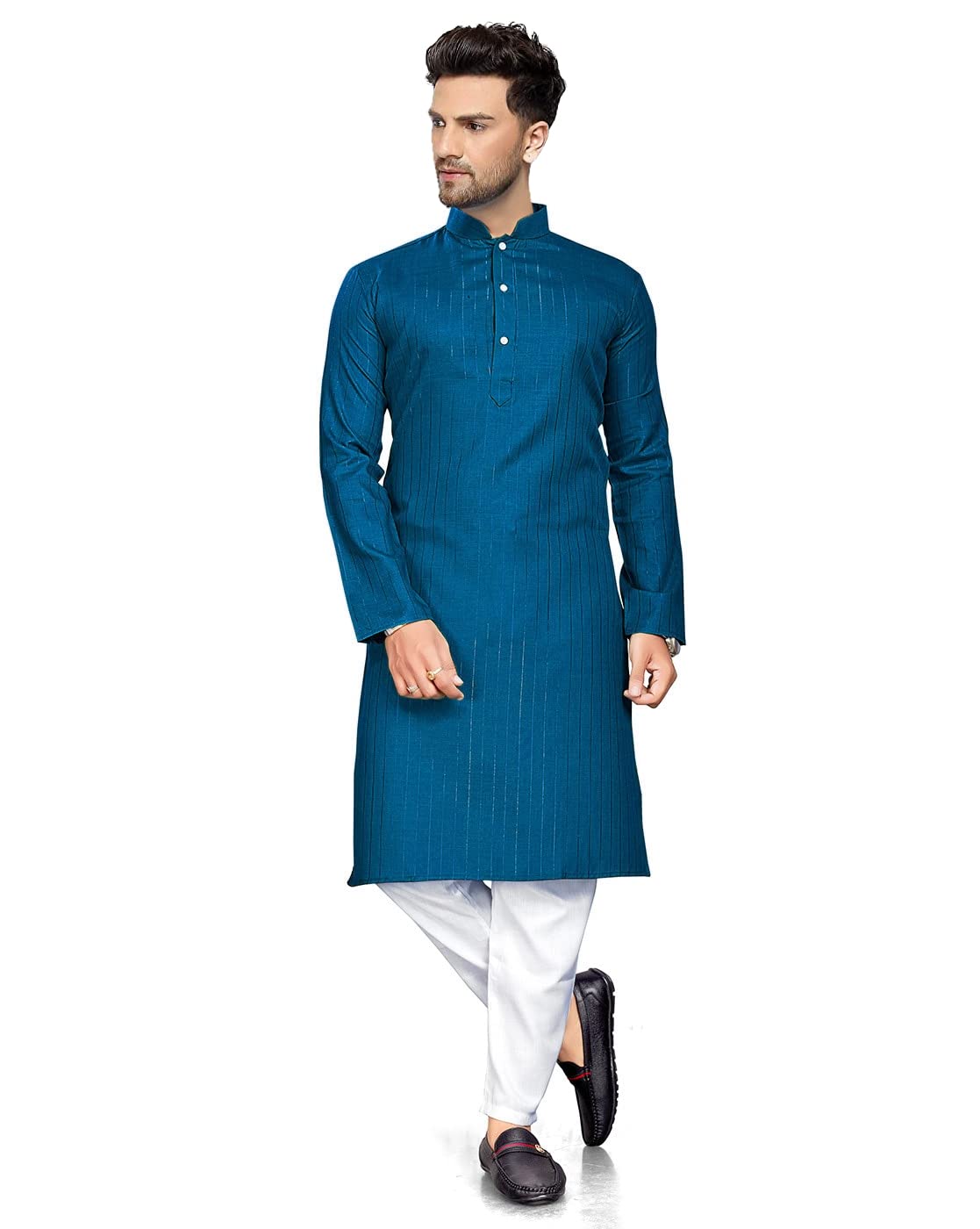enmozz Men's Textured Lining Kurta-picture-15