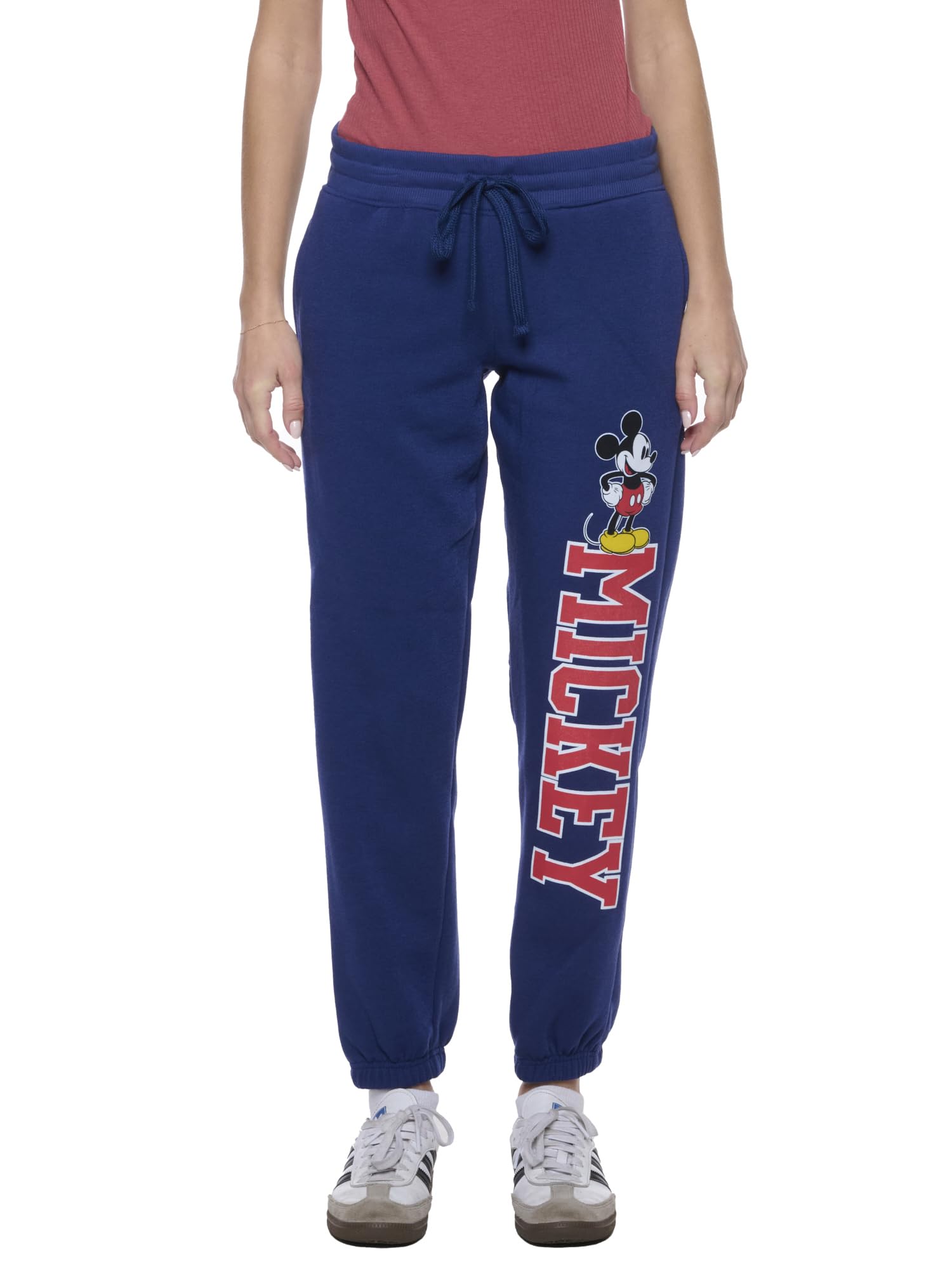 Disney Womens Joggers Sweatpant Mickey Mouse Stitch All Over Print Essentials, Mickey Navy, XL
