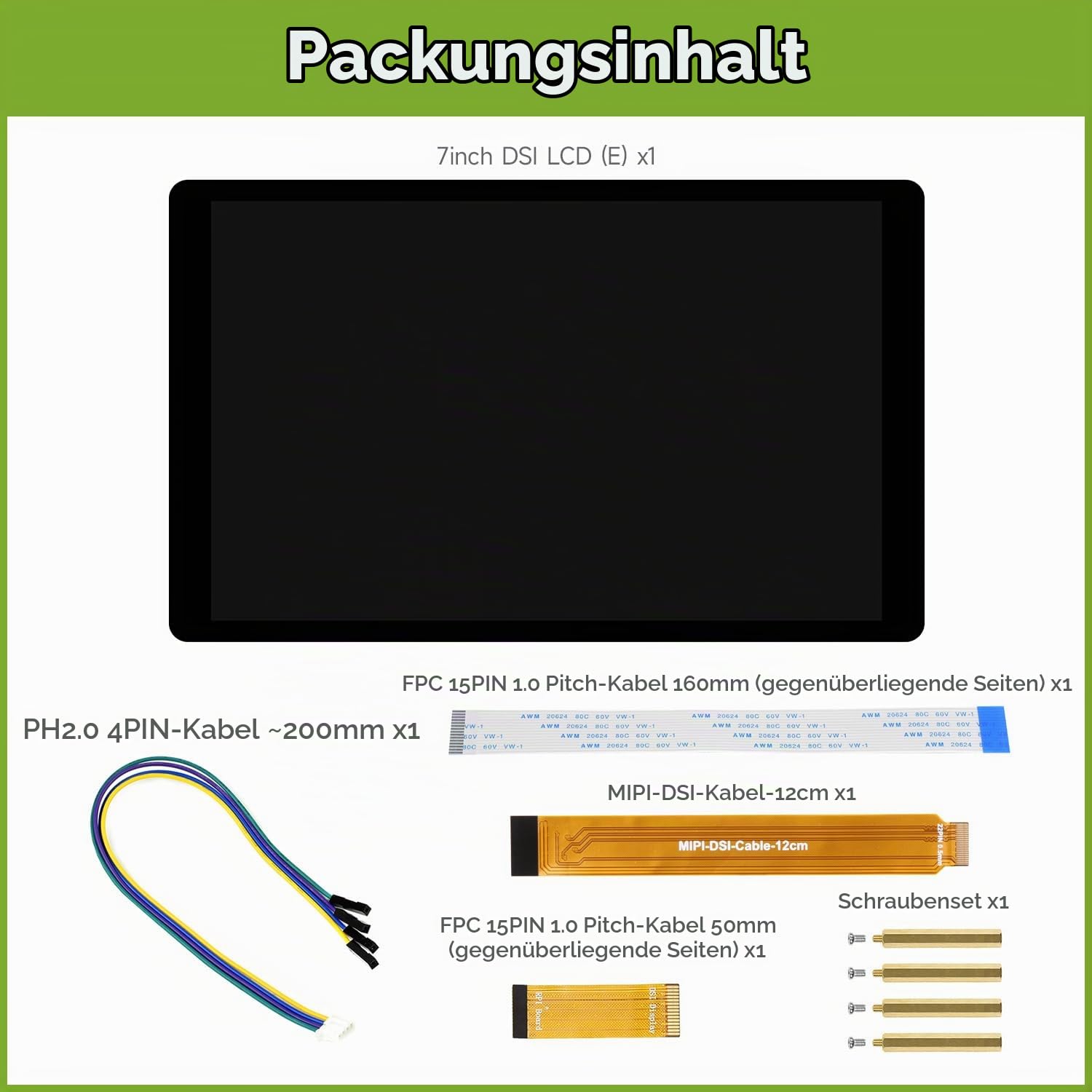 Waveshare 7inch DSI Capacitive Touch Display 2 for Raspberry Pi 5/4B/CM4 IO Board, 1280 x 800, 10-Point Touch, Higher Color Gamut, IPS, Optical Bonding Toughened Glass Panel, DSI Interface
