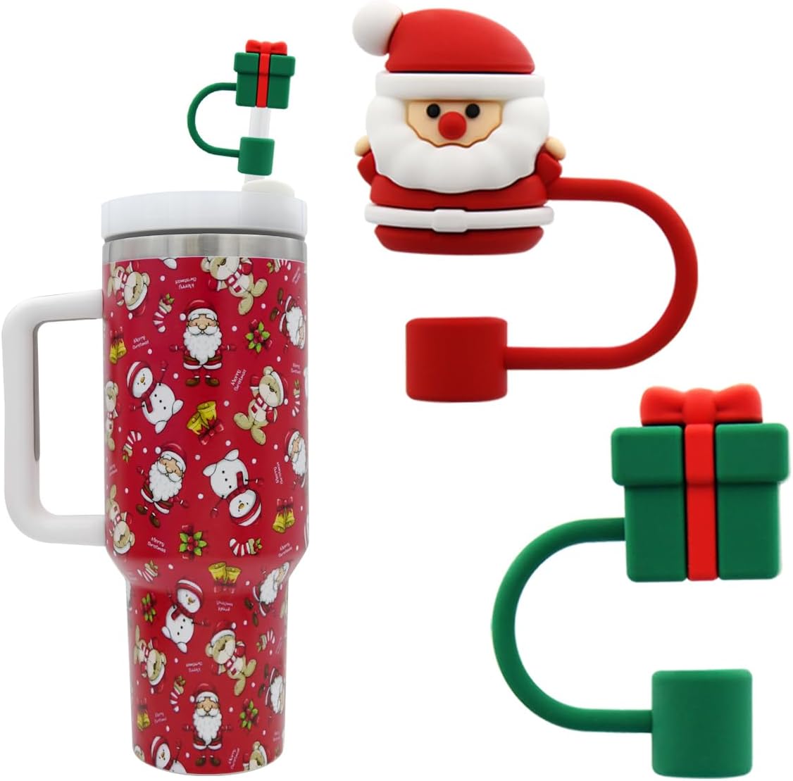 Straw Cover Cap for Stanley Cup,Straw Topper Compatible for 30&40 Oz Tumbler with Handle,10mm 0.4in Dust-Proof Reusable Straw Tips Lids,Straw Tip Covers for Christmas Gifts, (Meitesti-09012)