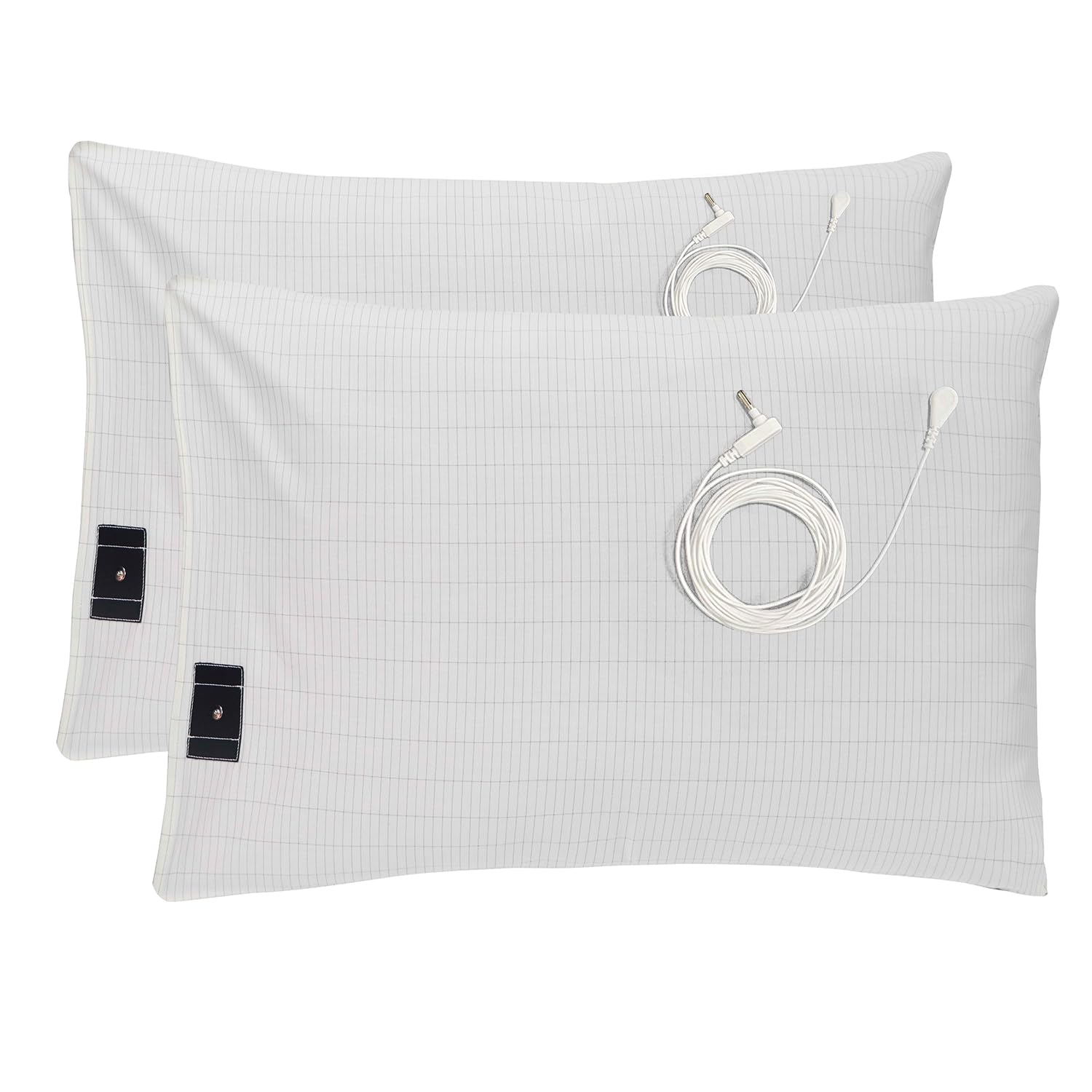 Grounding Pillowcases 20x30 Inch White Grounding Pillowcases with Grounding Cords Soft Cotton Silver Fiber Grounding Pillow Case for