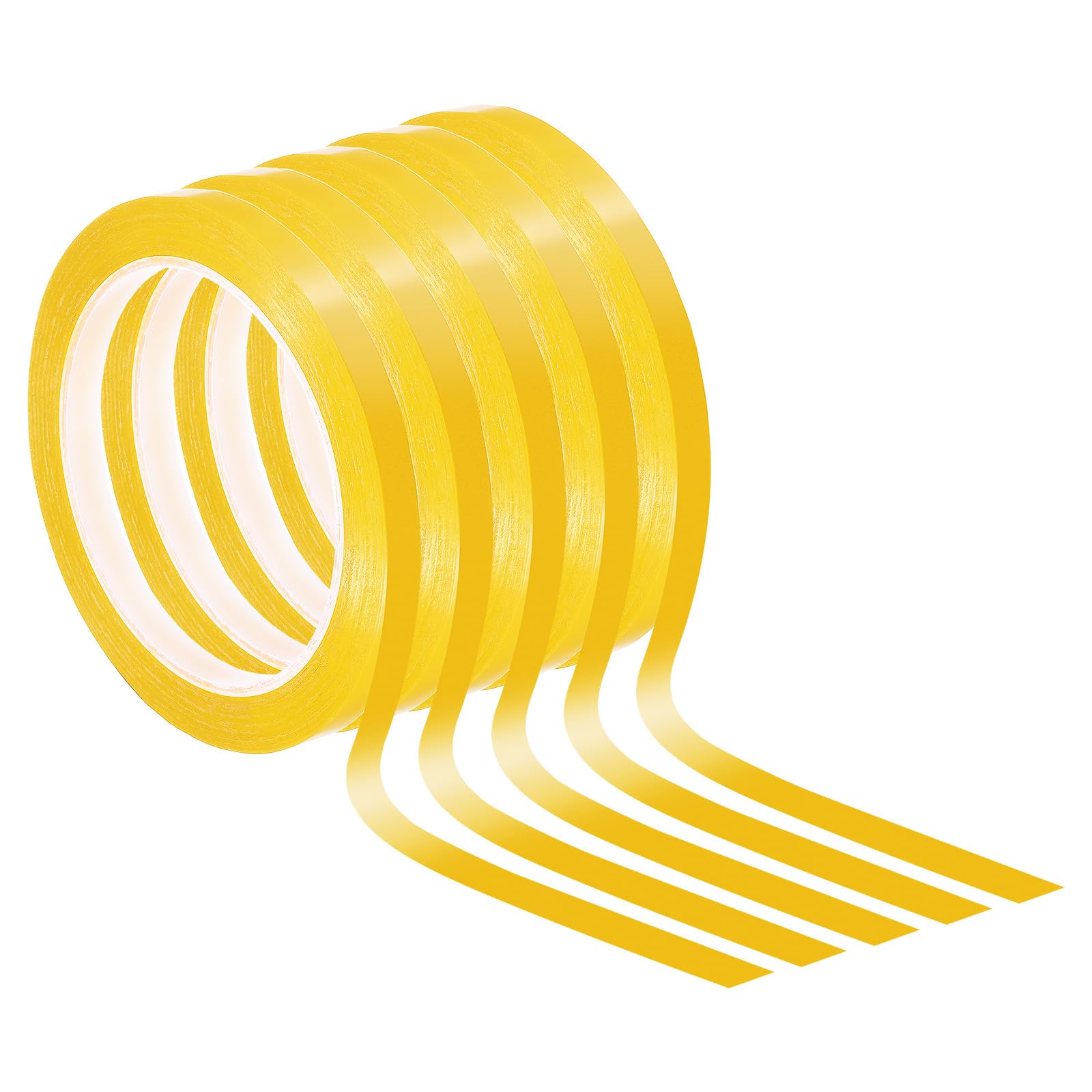 PATIKIL 11/32"(9mm) Whiteboard Tape, 5 Pack Thin Dry Erase Tape 72 Yard(66m) for Graphic Chart Marking DIY Art, Yellow