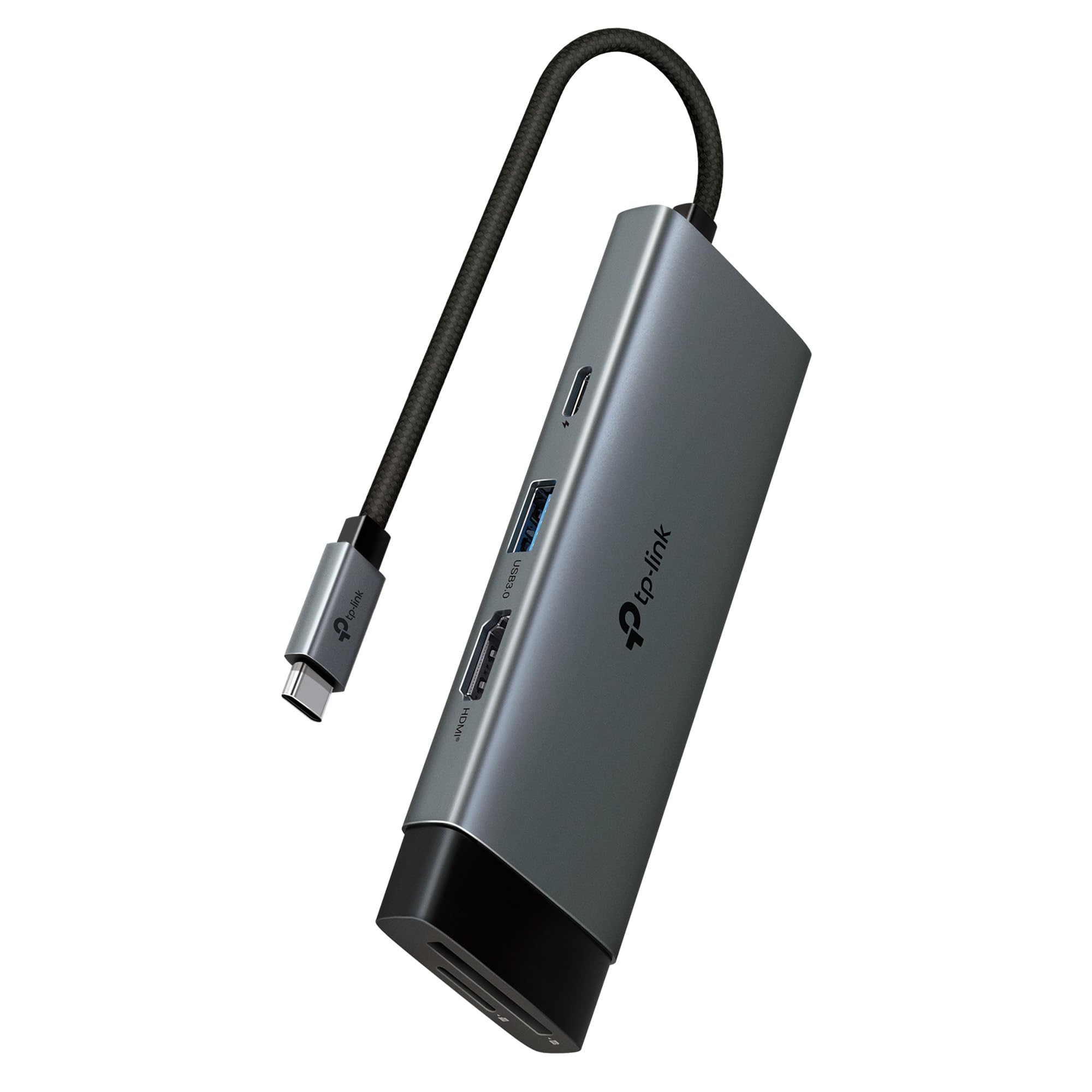 TP-Link UH7021C | USB-C 7’si 1 Arada Hub | 4K@60Hz HDMI, 100W PD, 3× USB 3.0, SD & microSD UHS-I (200 MB/s), Tak-Çalıştır, Alüminyum Tasarım