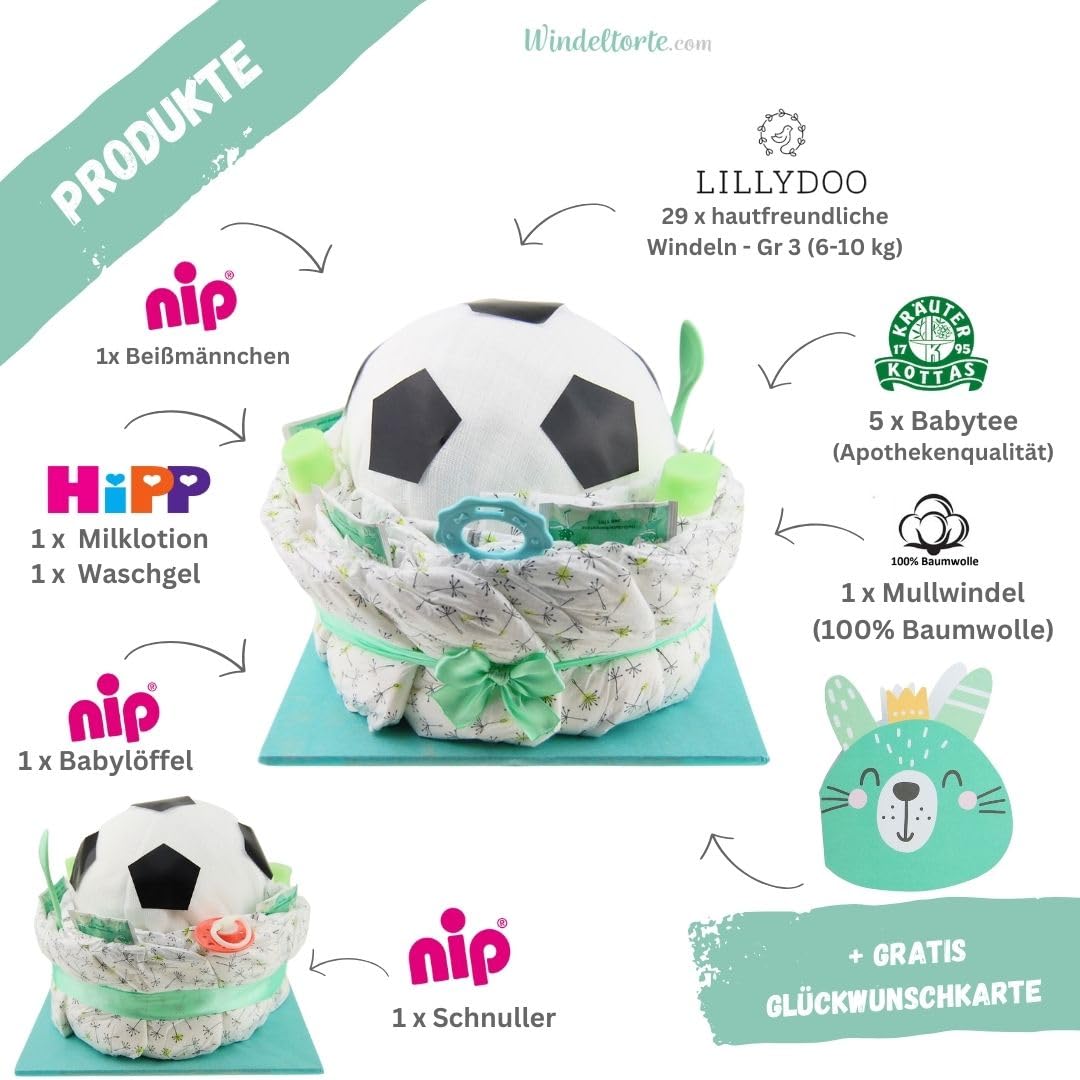 com ® Windelfußball für kleine Kicker - [WOWeffekt garantiert] | Geschenk zur Geburt | Taufgeschenk | Geschenk zur Babyparty – Jetzt Bilder ansehen…