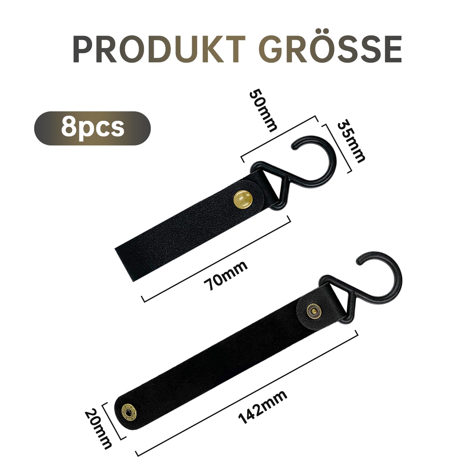 9 Ganci A S In Pelle - Ganci Multifunzione Con Bottone A Pressione Per Casa E Outdoor - Foto 5