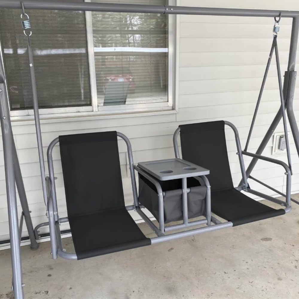 2 Person Porch Swing Seat Chair Cover Replacement for Patio Swing Chair with Two Separate Replacement Seats Canvas Cover (2 Piece)