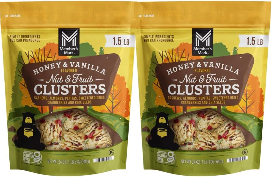 Generic(2 PACK) Member's Mark Honey Vanilla Nut and Fruit Clusters, 24 oz + XALEZ TM Box