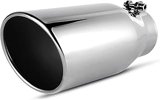 AUTOSAVER88 3.5 Inch Inlet Black Exhaust Tip, 3.5" Inlet 5" Outlet 12" Overall Length Stainless Steel Exhaust Tips Chrome-Plated Finish Tailpipe