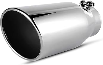 3.5 Inch Inlet Black Exhaust Tip, 3.5" Inlet 5" Outlet 12" Overall Length Stainless Steel Exhaust Tips Chrome-Plate...