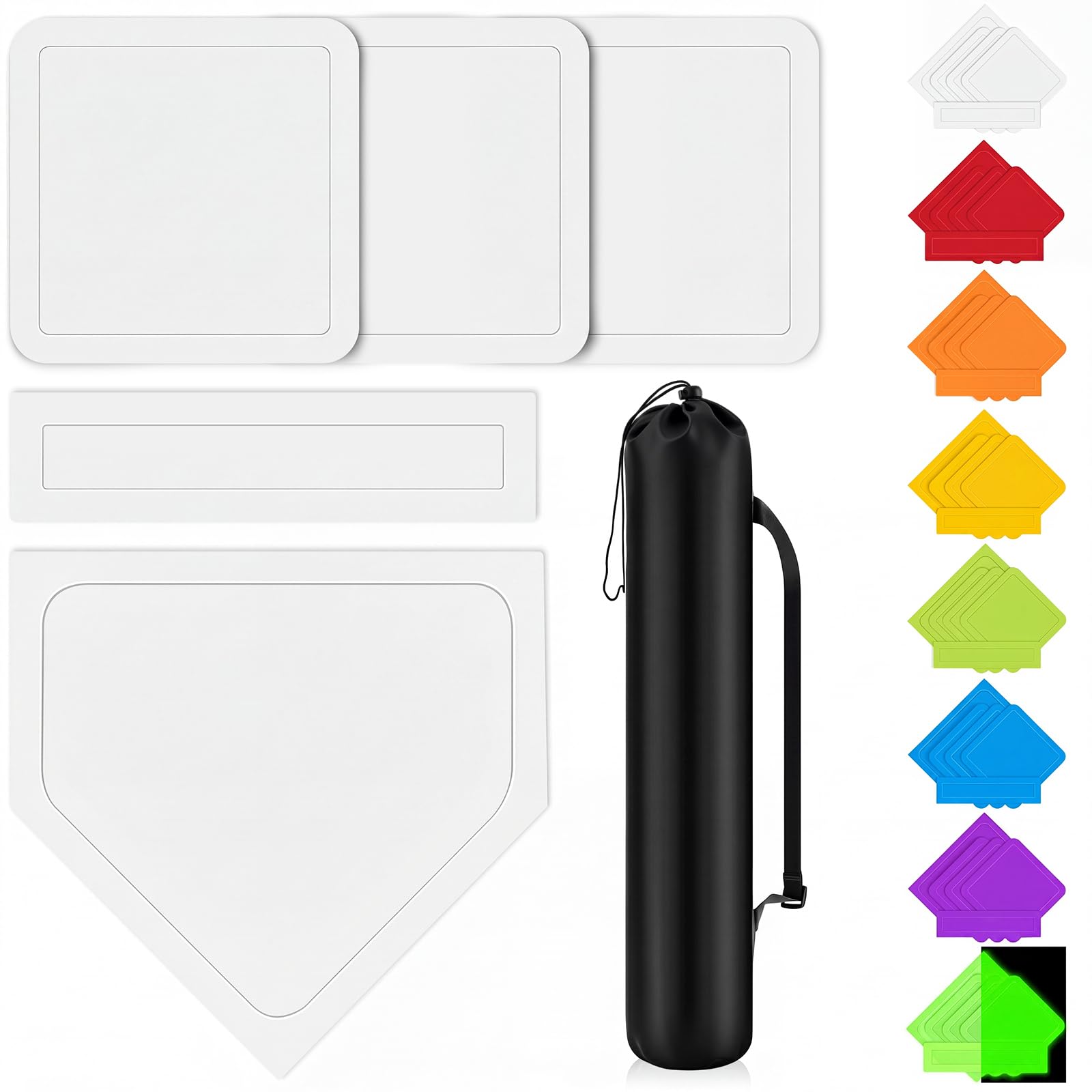 Hiboom 5 Pcs Baseball Bases Home Plate Rubber