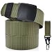 Produktbild ROMANEE-CONTI Herren Outdoor Gürtel Militär Taktische Verdickte Nylon Atmungsaktiv Canvas Stoff Gürtel Sportarten Wasserdichte Gürtel Verstellbare Gurtband YKK Schnalle 130cm lang Grün