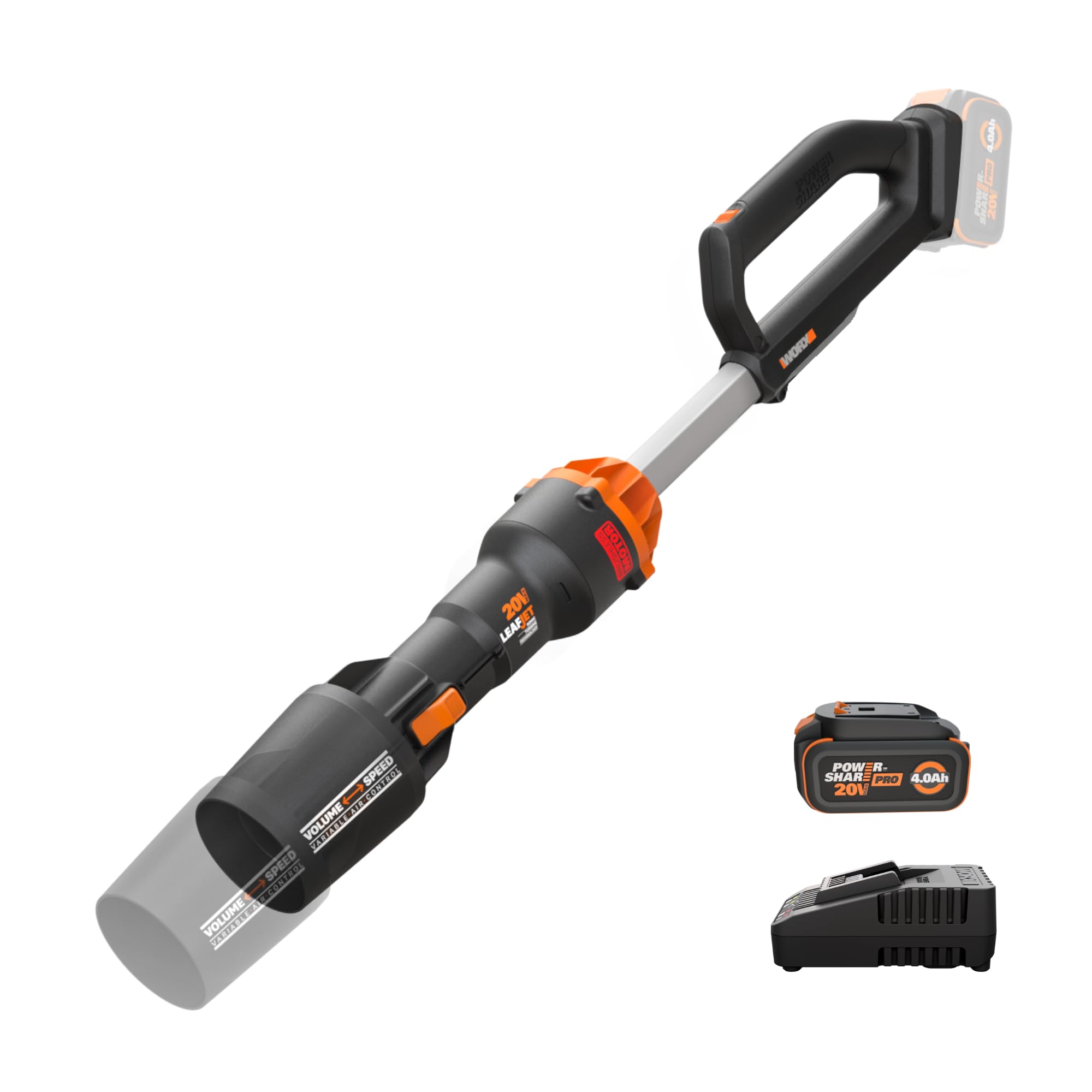 WORX Nitro WG543 20V Cordless Leaf Blower, Electric Blower with 410CFM & 130MPH, Blowers for Lawn Care with 3.8 Lbs, Battery & Charger Included