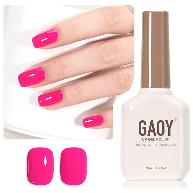 GAOY Hot Pink Gel Nail Polish, 16ml Soak Off UV Light Cure