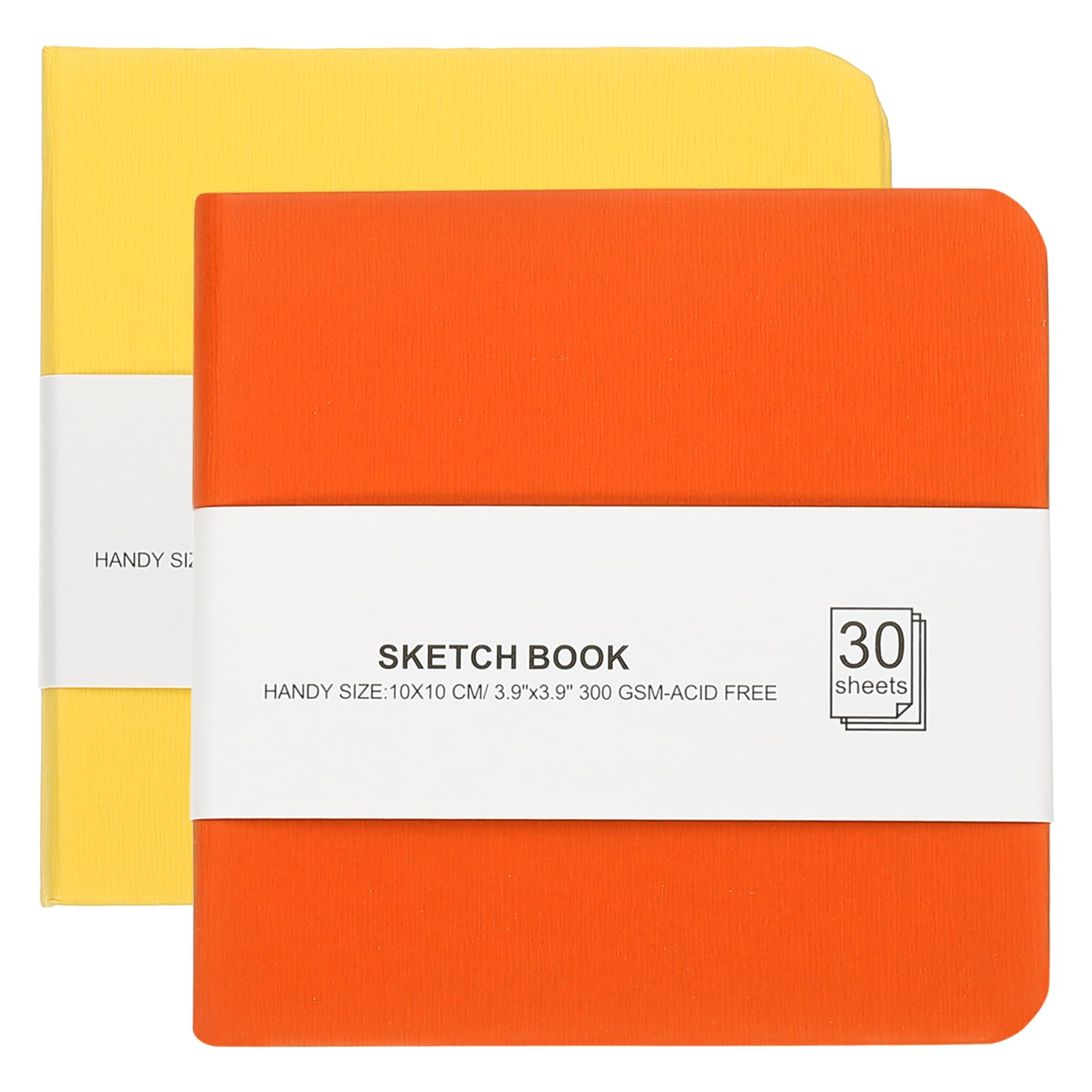 PATIKIL 4x4 Watercolor Paper Sketchbook, 2Pcs 30 Sheet 300GSM/203lb Acid Free Watercolor Journal Hardcover Artists Paper Pads for Painting, Yellow/Orange
