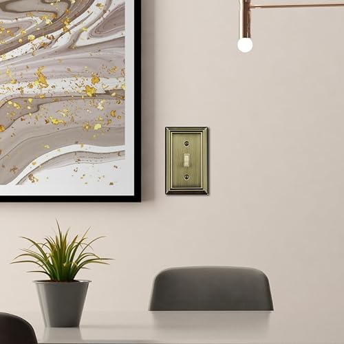 Vista 66 de Adler - Placa de pared de metal para interruptor de luz dúplex de palanca/dúplex, paquete de 2 unidades de latón antiguo, cubierta de salida