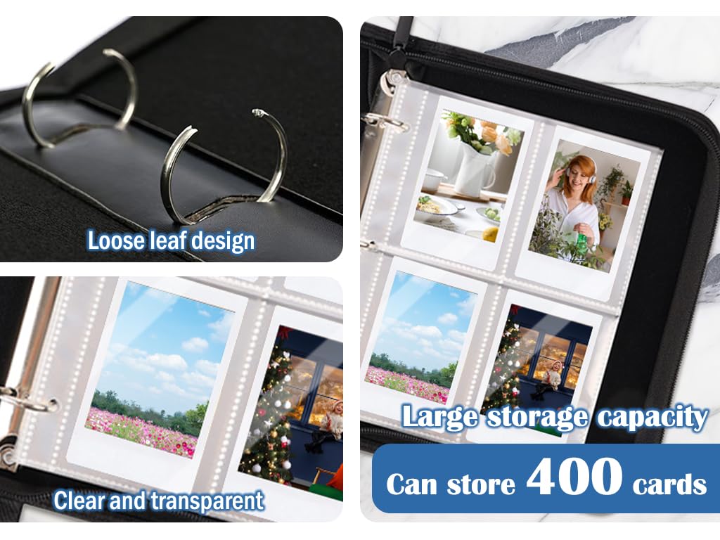 Hitopin Trading Card Album, 400 Pockets PU Card Binder, Collecting Card Album, 400 Pockets Card Folder with 2PCS Stickers - Image 2