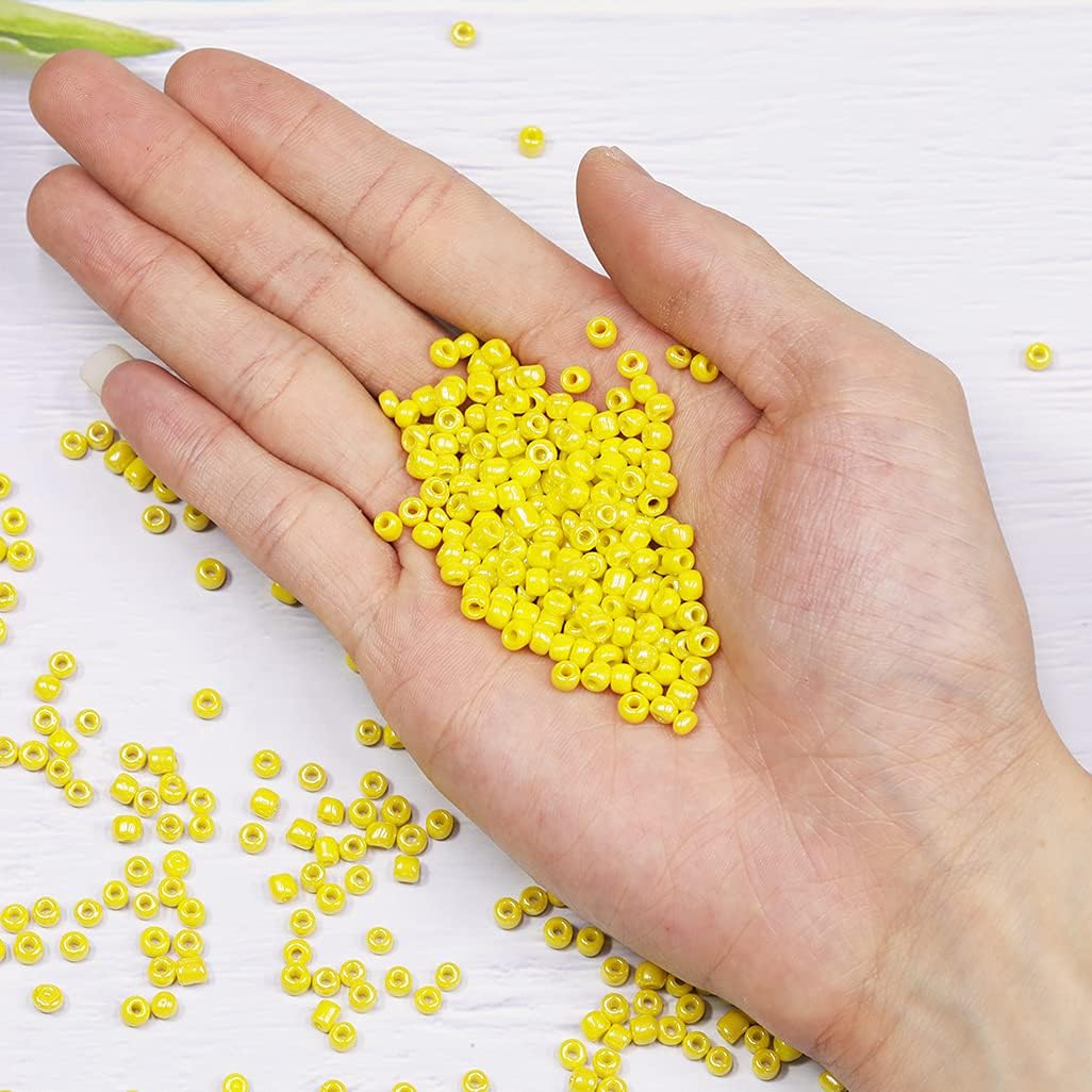Size 6/0 Crafts Glass Seed Beads 4mm Yellow Bright Beads for Jewelry Making (Total About 100g About 1200pcs) - Image 4