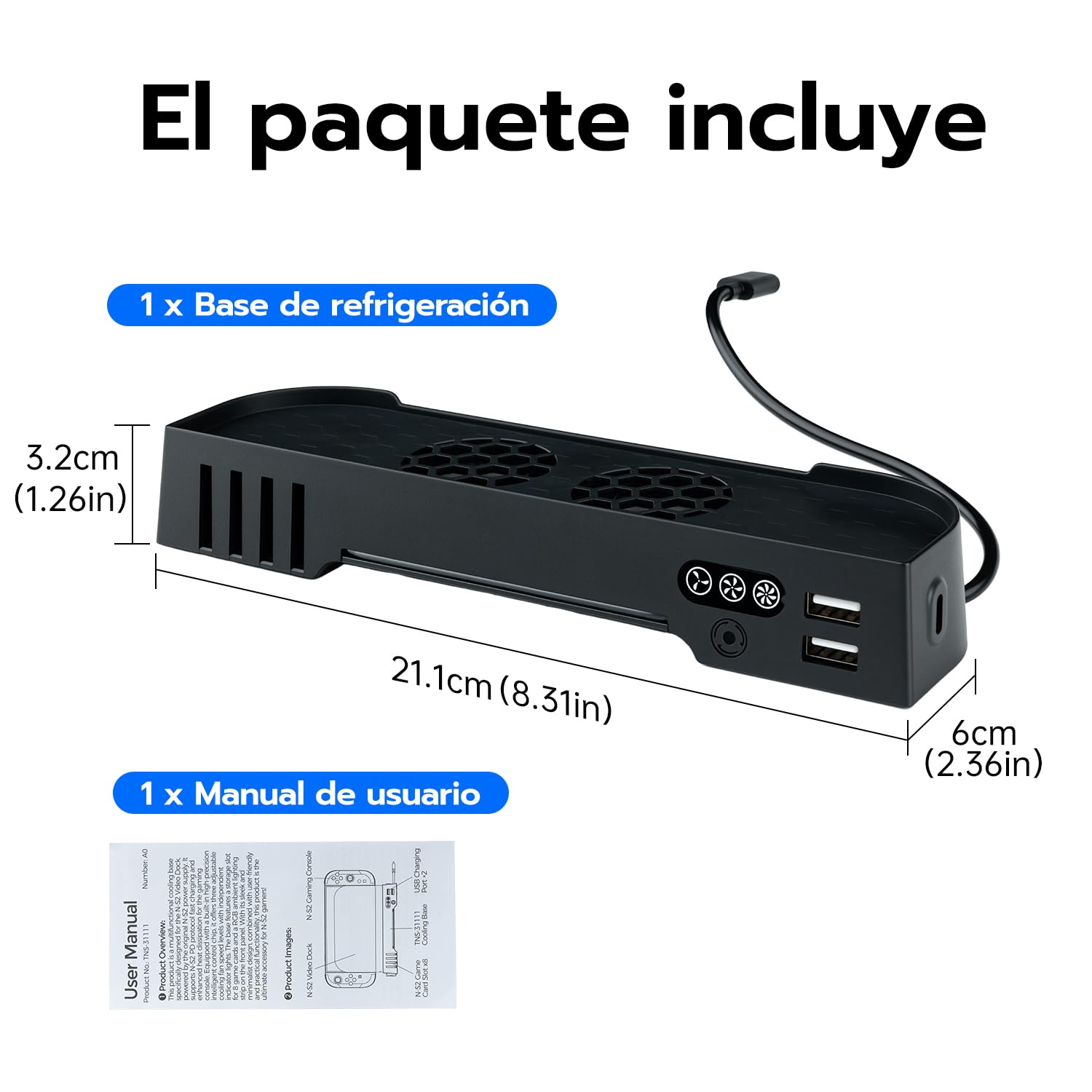Mcbazel RGB Ventilador de Enfriamiento para Nintendo Switch 2 Dock, Ajustable 3 Velocidades Soporte con Luces RGB para Almacenamiento de Tarjetas de Juego con Puertos Carga par Switch 2 Consola