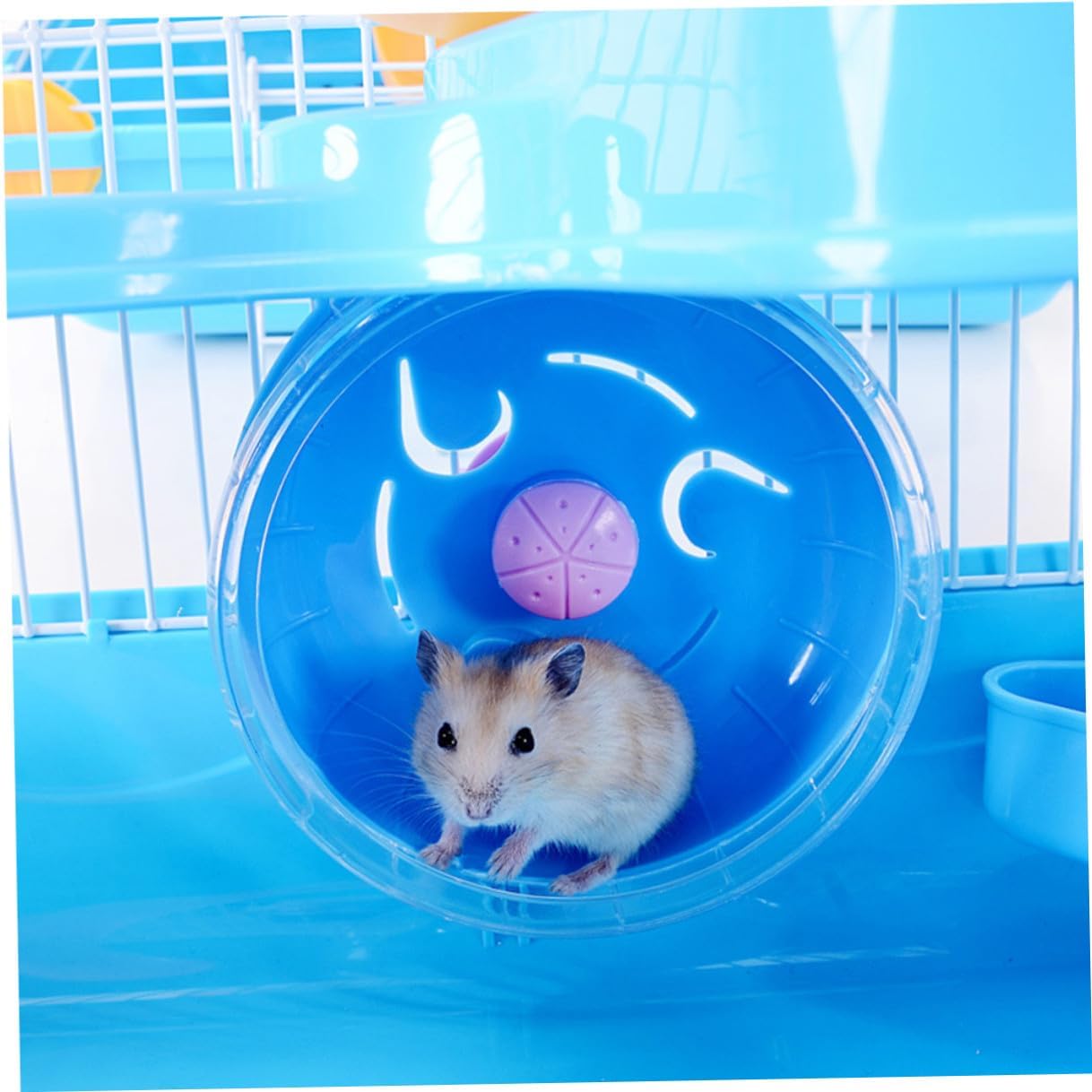 Luxury Hamster Cage with Leakproof Water Jug and Multi-Functional Slides Portable Small Pet Villa House Blue Wear-Resistant Plastic Small Animal Habitat