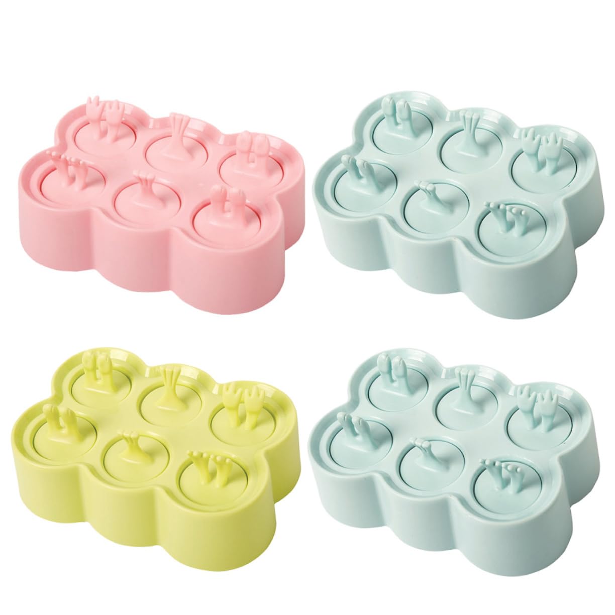 Zerodeko Sets de Moules à Glace en Silicone Réutilisables Lot de 4 Forme Animal Faciles à Nettoyer Rangement Pratique Glaces Maison, Diy