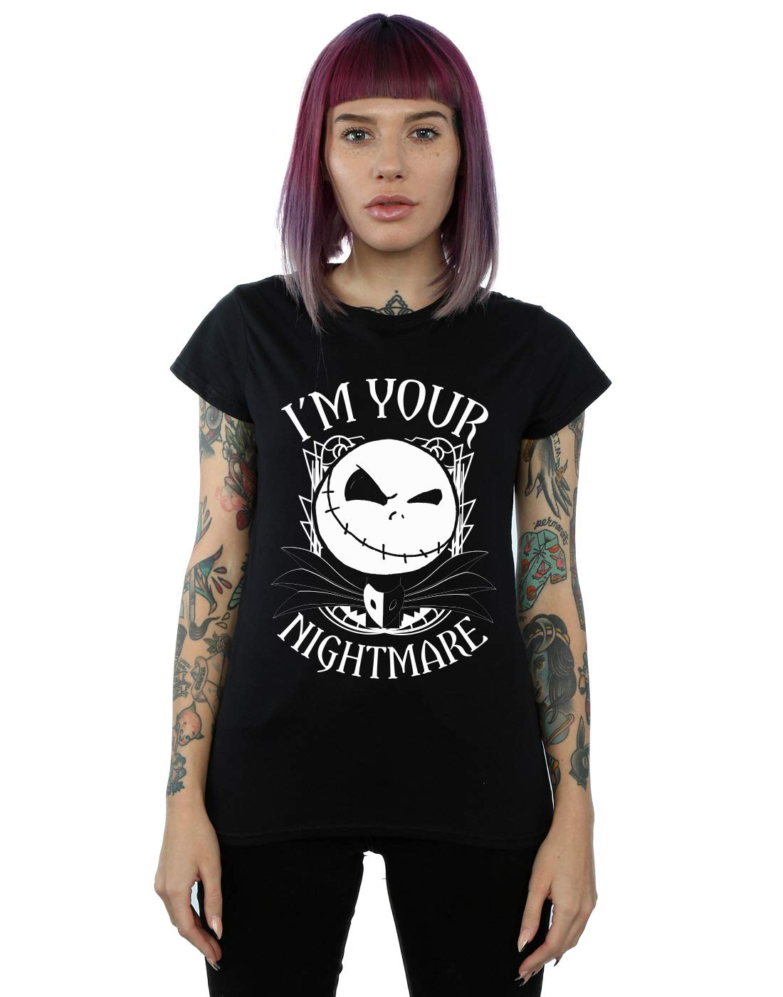 Absolute Cult Women's Black Disney Nightmare Before Christmas Nightmare T-Shirt XX-Large