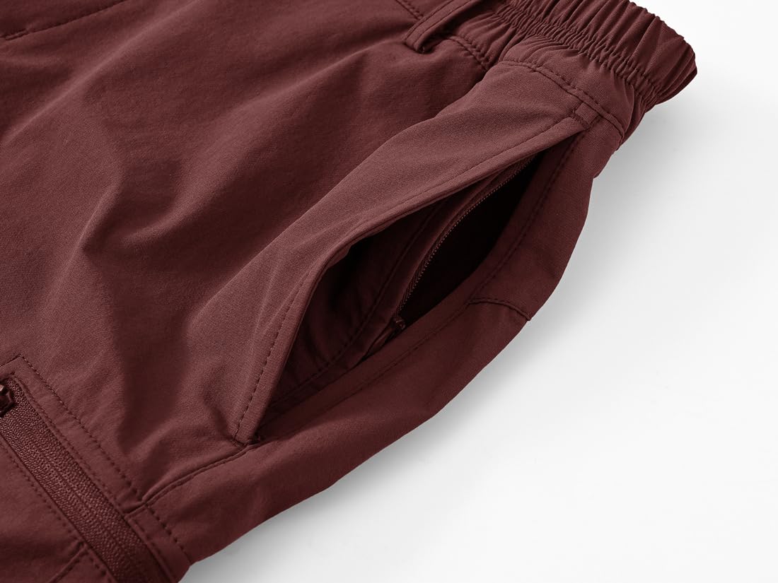donhobo Short pour femme - Léger - Séchage rapide - Respirant - Pour la randonnée, le sport - Pour l'été - Pour les loisirs, rouge bordeaux, L