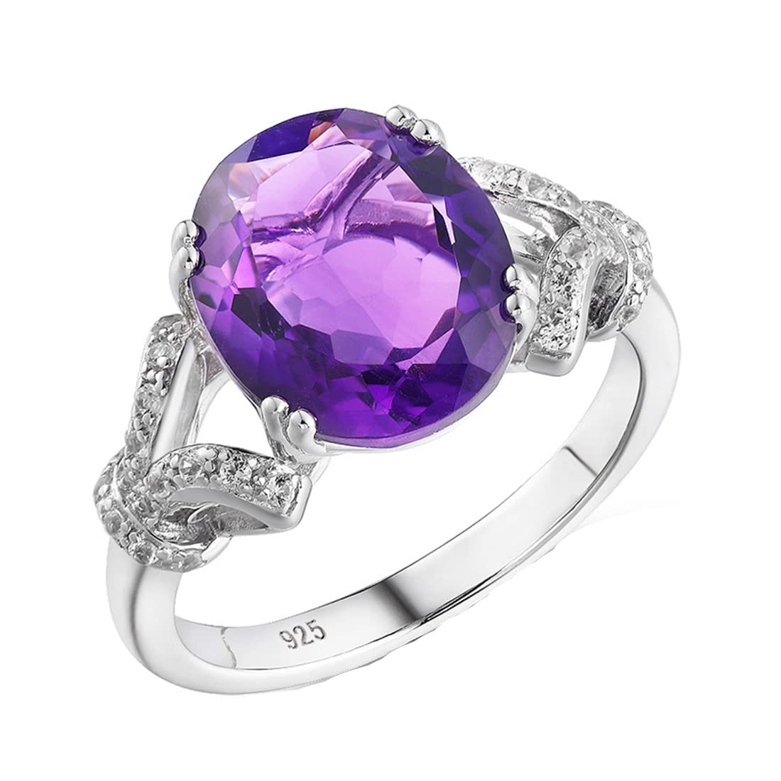 Anillo plata ley forma huevo y piedra preciosa morada, elegante anillo plata ley S925 mujer piedra preciosa