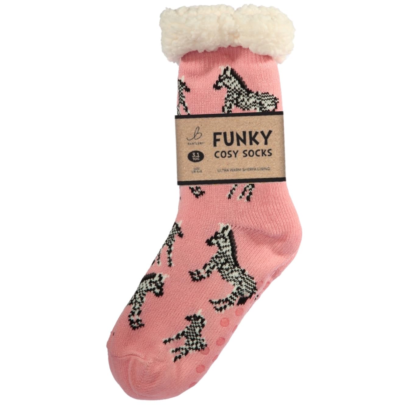 Bartleby Funky Cosy Women’s Socks | Sherpa Thermal Bed Socks | Super Soft, Warm Fluffy Lounge Socks (Zebra, UK4-8, UK Footwear Size System, Adult, Women, Numeric Range, Medium, 4, 8)