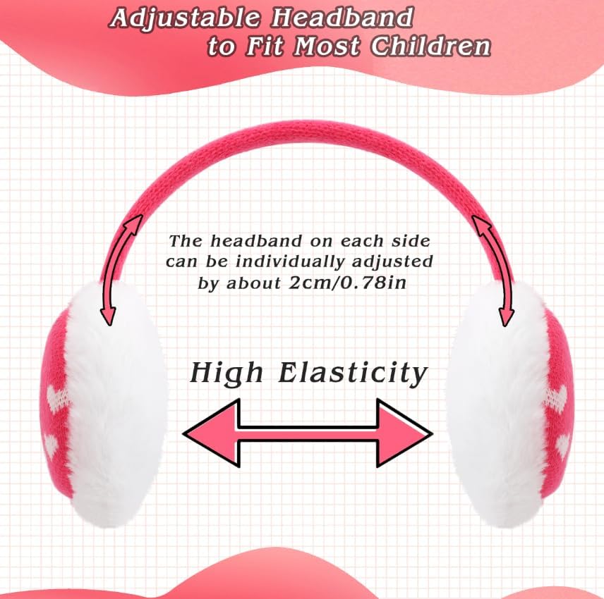 Ear Muffs Kids Cute Knitted Earmuffs Adjustable Winter Ear Warmers Soft Plush Earmuffs for Boys Girls 3-12 Years - Image 4
