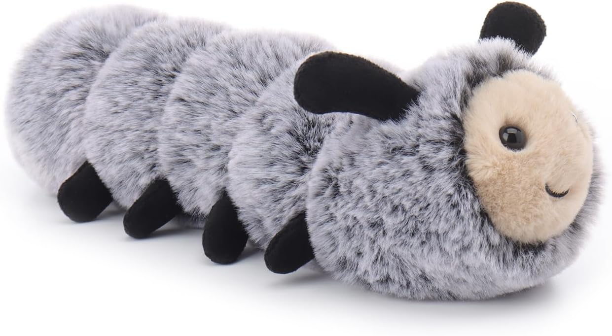 Apricot Lamb Happy Caterpillar Stuffed Animals for Kids, Soft Cute Plush Toys for Baby Girl and Boy, 7.9 Inches