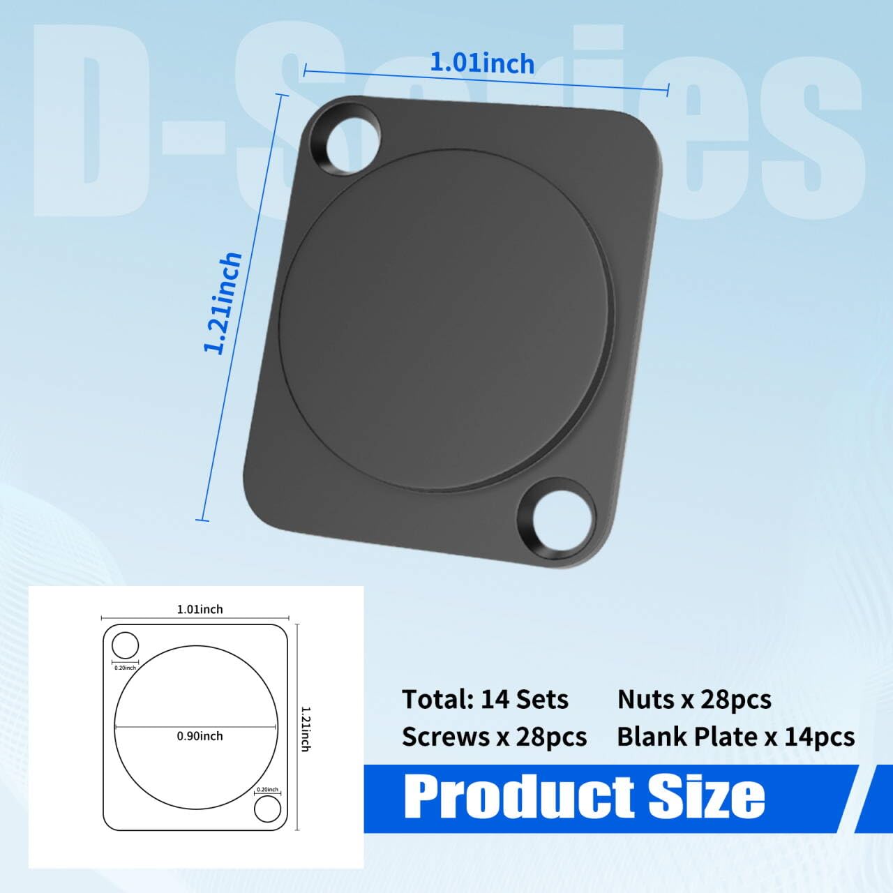 (14PCS) Panel-Mount Blank Plat [New Version 2025] D Series Rack Mount D Series Panel Aluminum Rack Panel Blanks XLR Panel Cover for Chassis Connector XLR Connector With installation Screws and Nuts